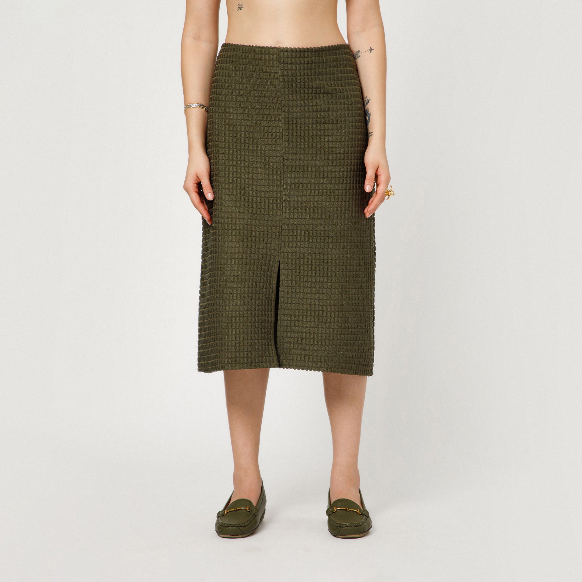 Olive Textured Skirt