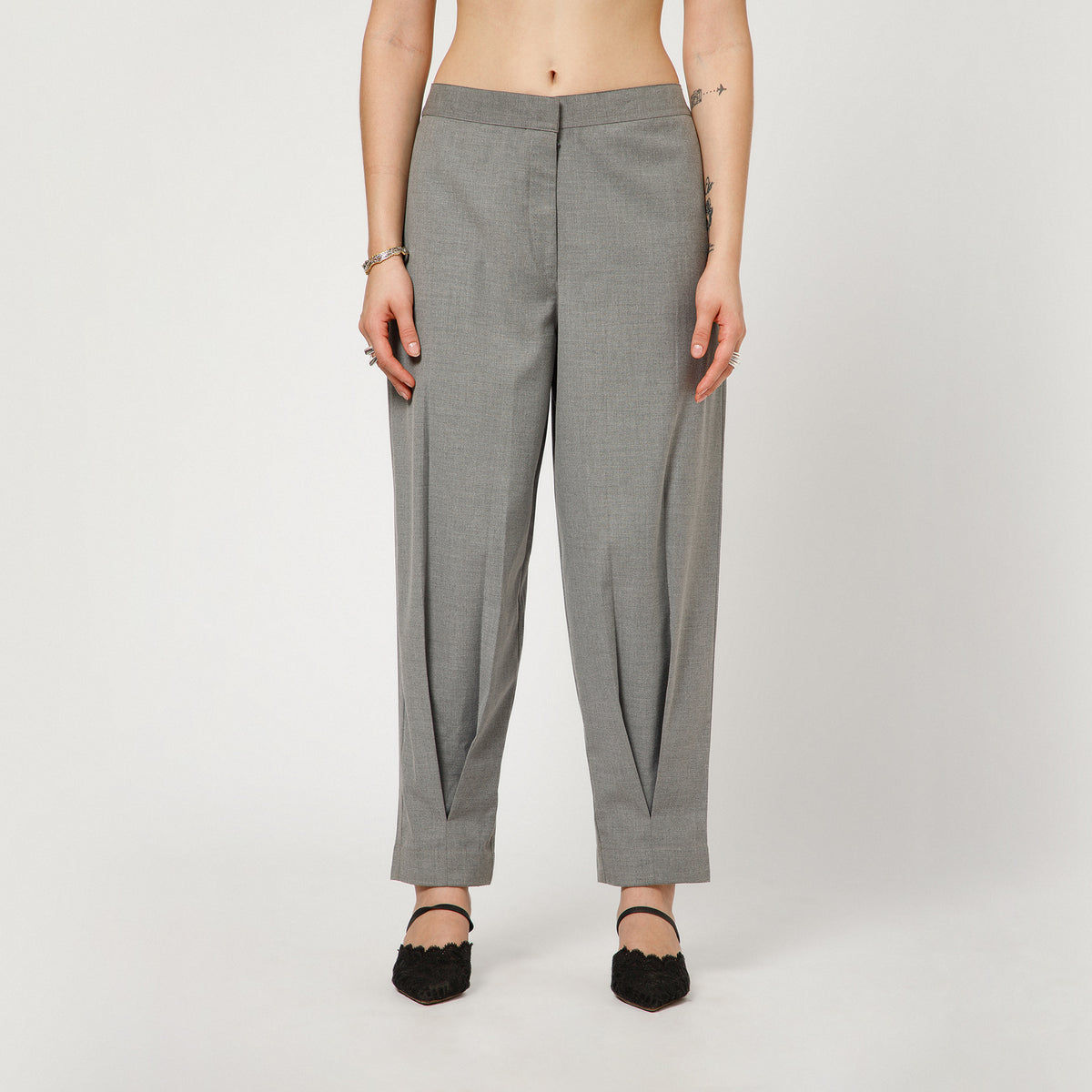 Light Grey Pant With Bottom Pleat
