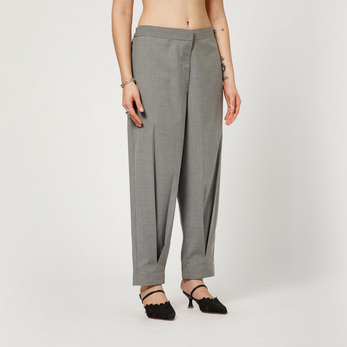 Light Grey Pant With Bottom Pleat