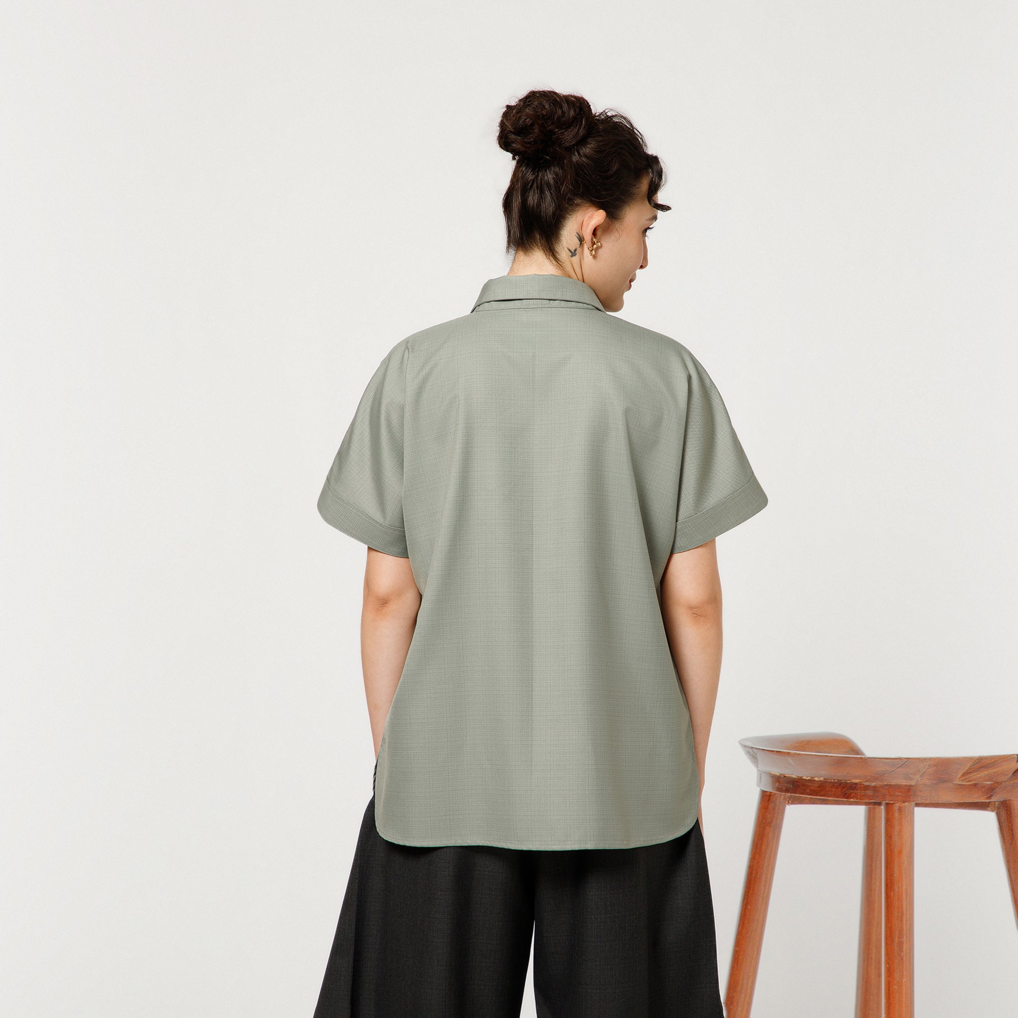 Light Green Top With Short Sleeves