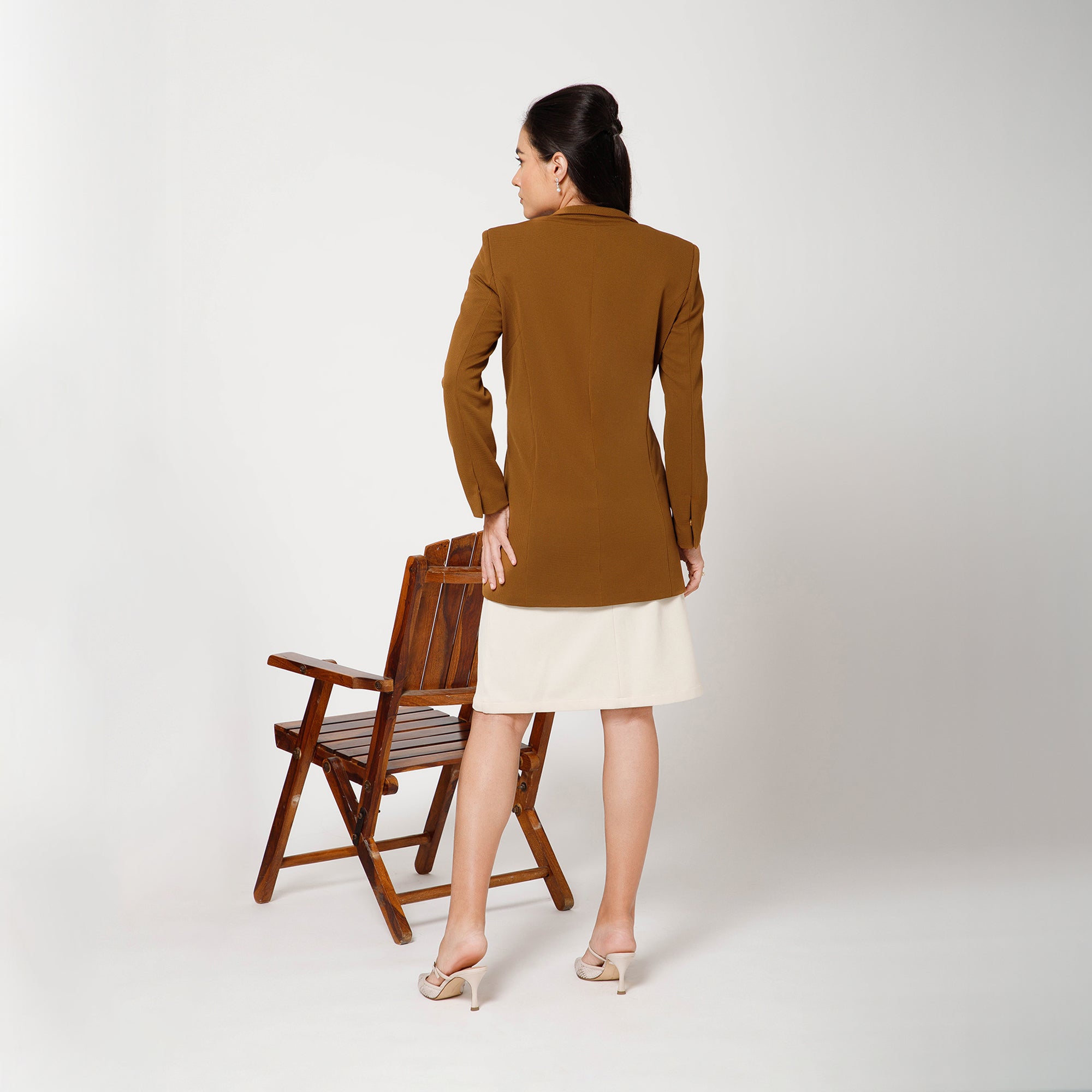 Mustard Textured Jacket With Pockets