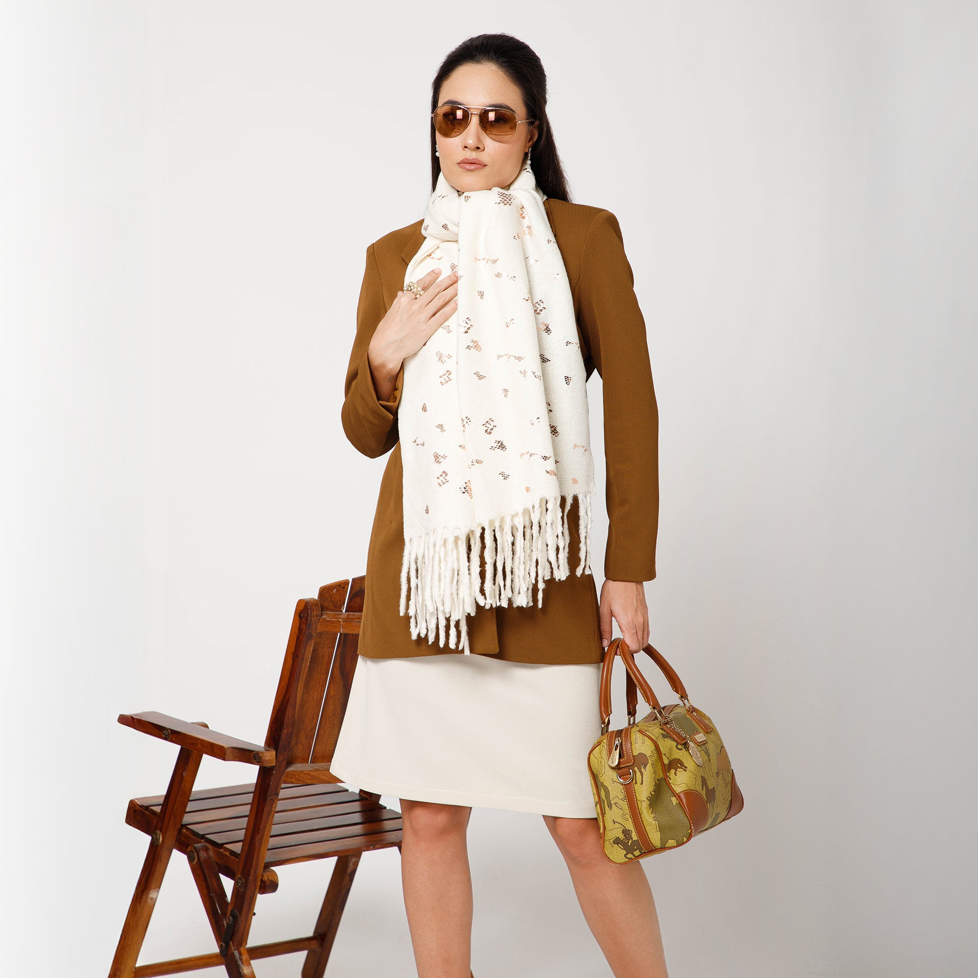 Off-White Stole With Foil Print