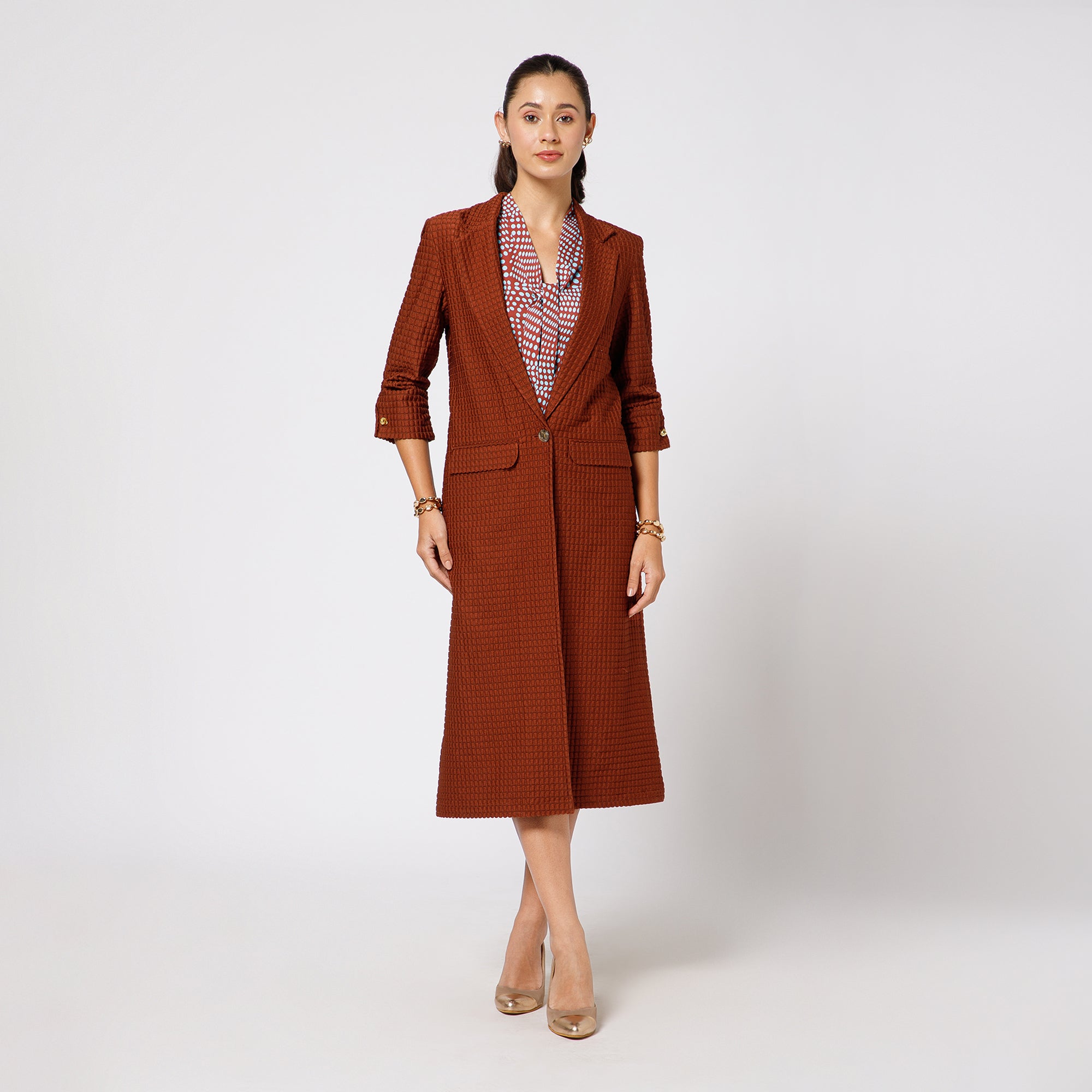 Brown Textured Over Coat