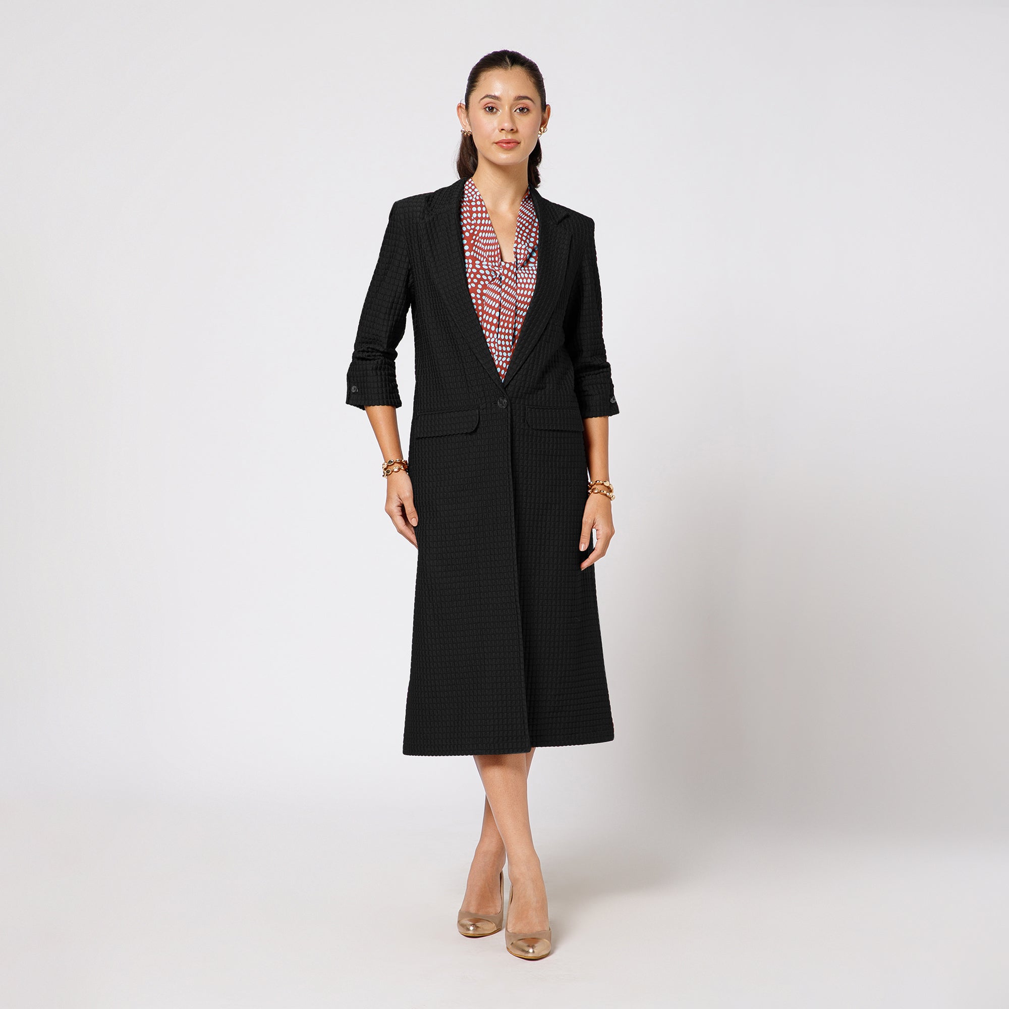 Black Textured Over Coat