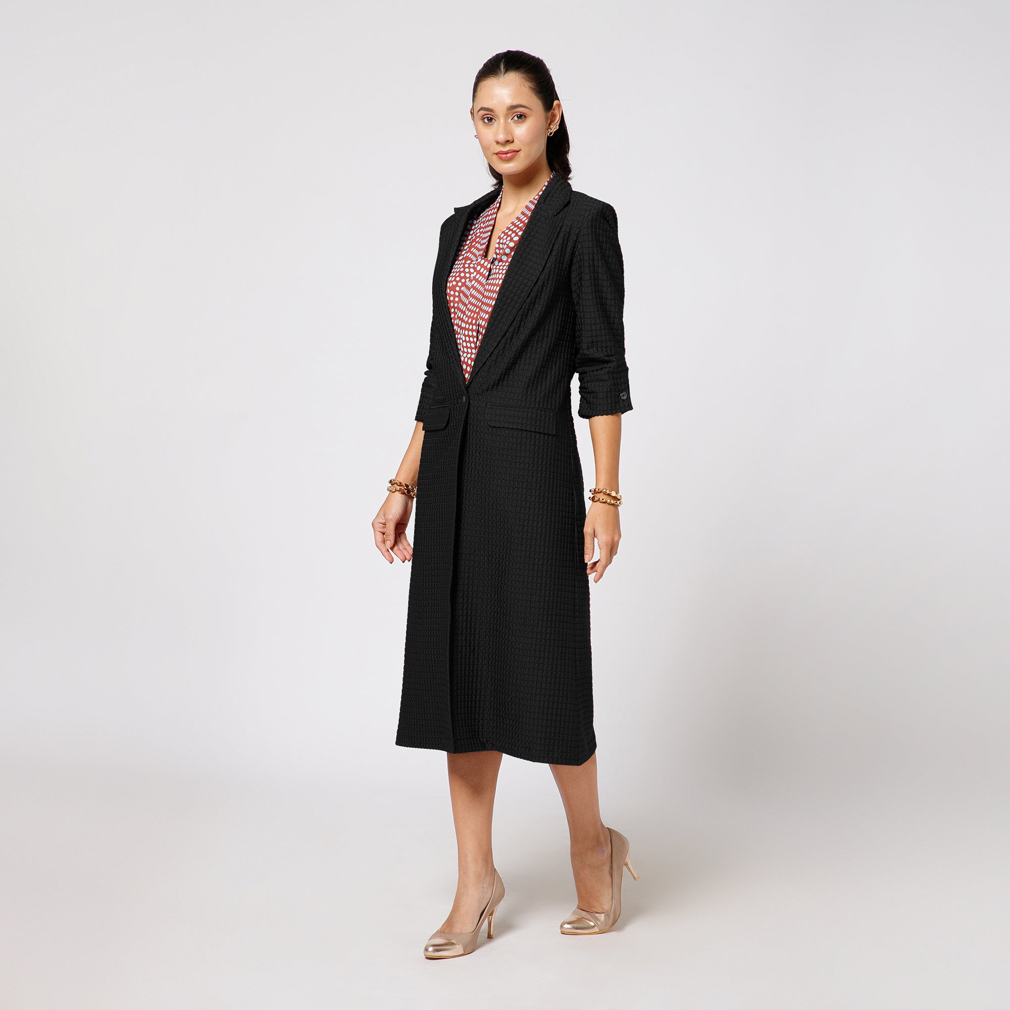 Black Textured Over Coat