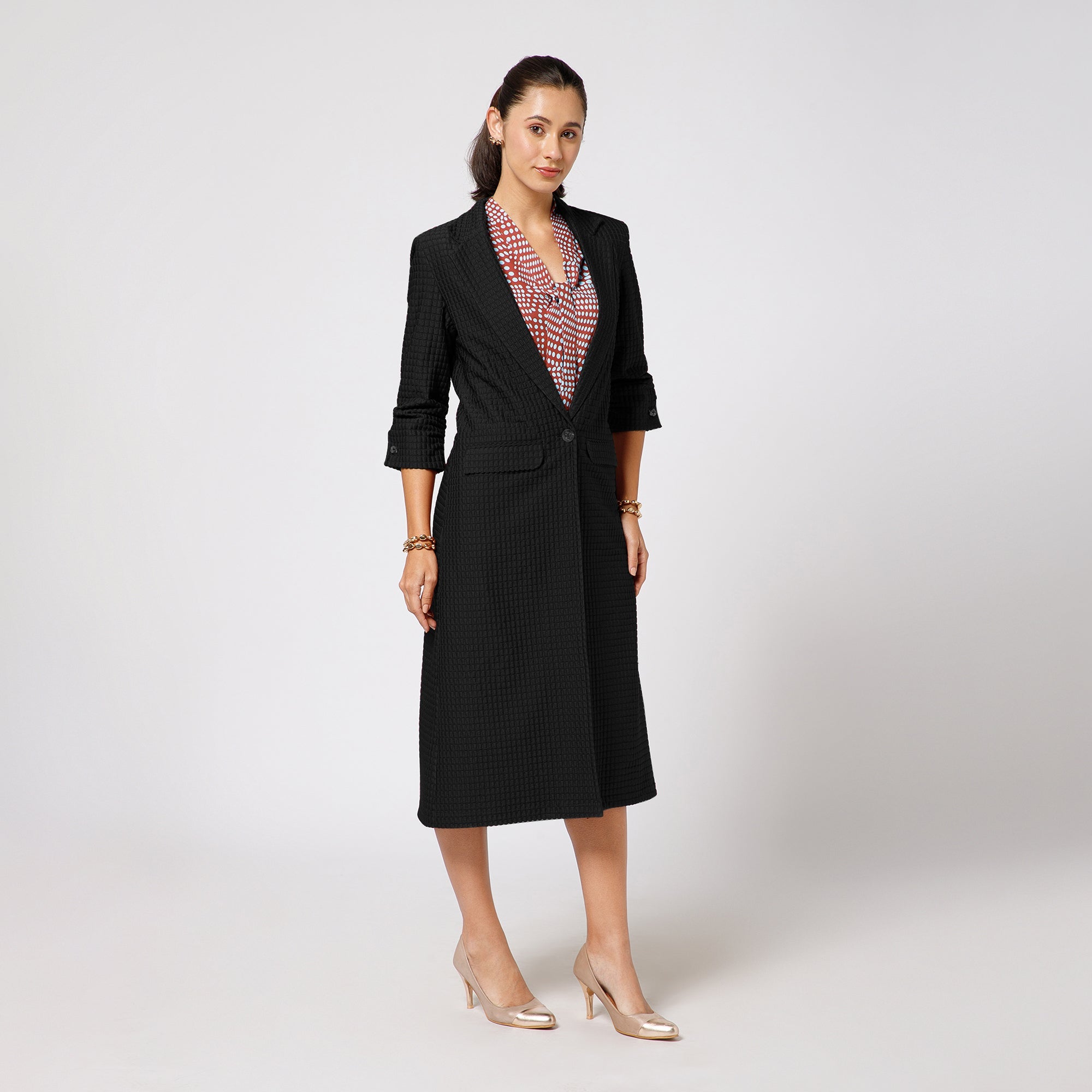 Black Textured Over Coat