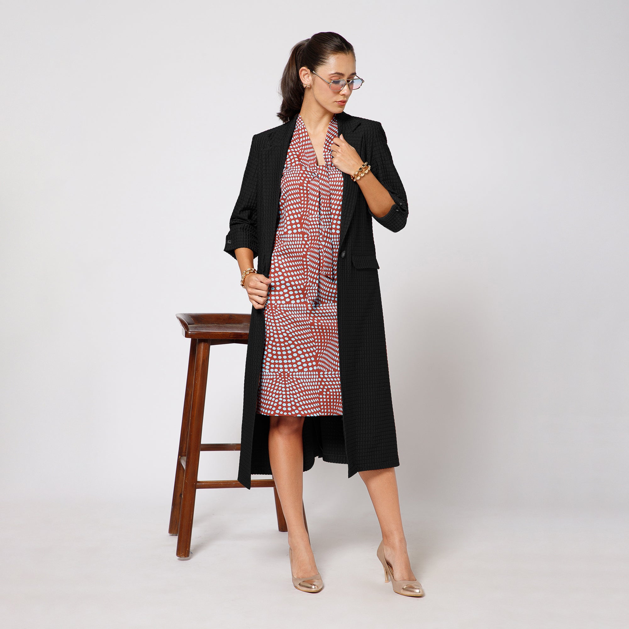 Black Textured Over Coat