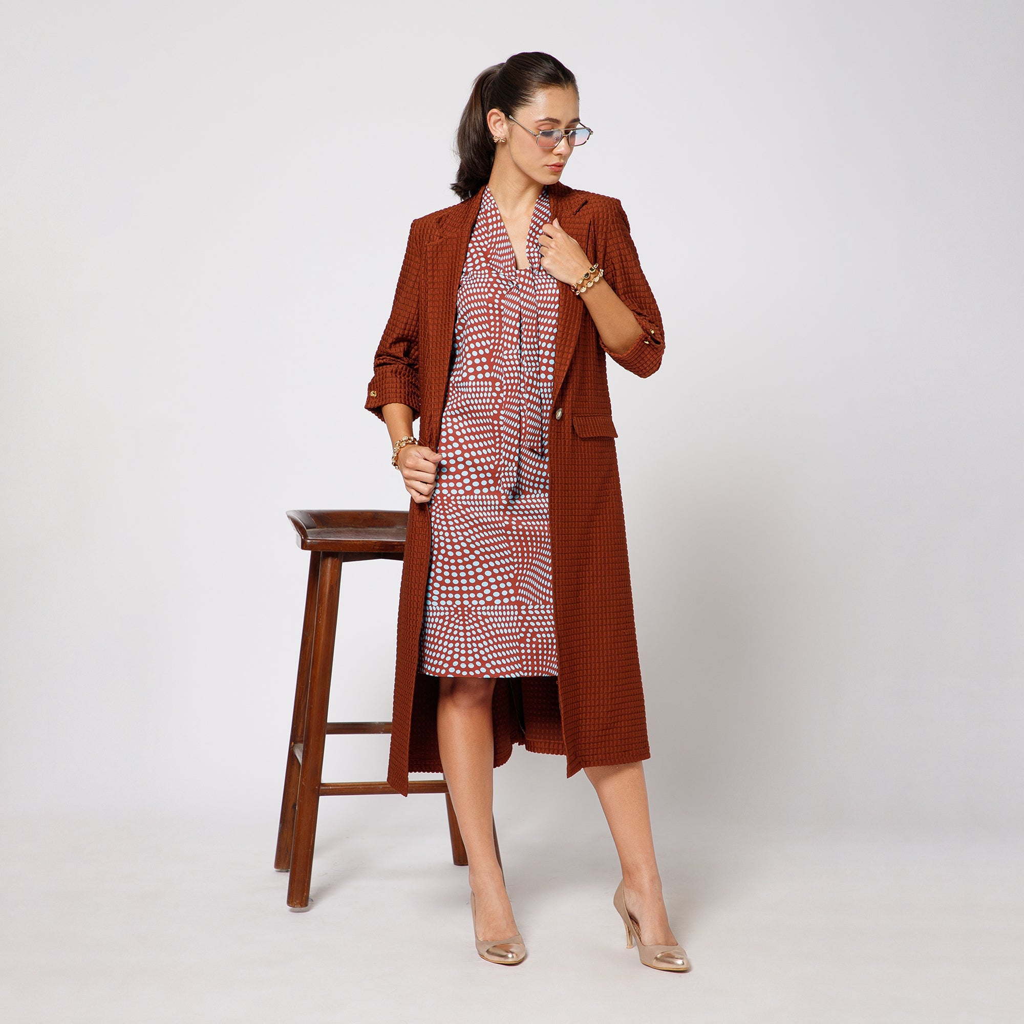 Brown Textured Over Coat