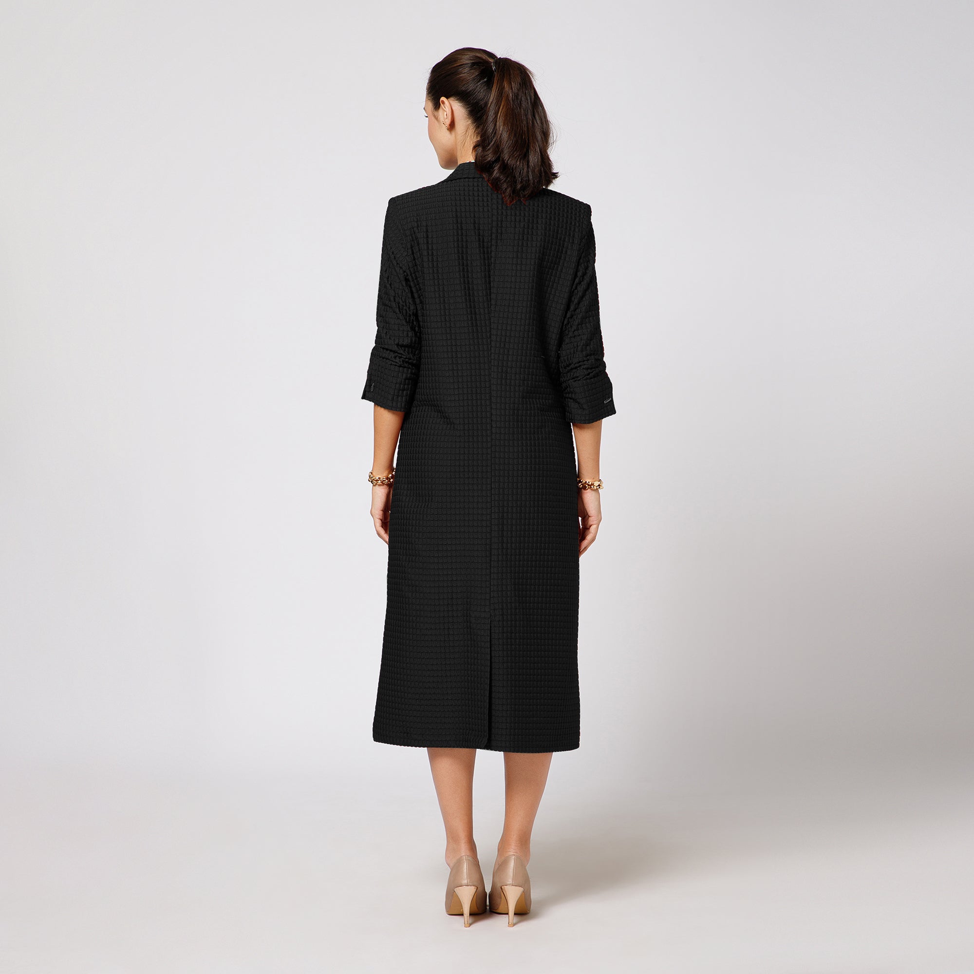 Black Textured Over Coat