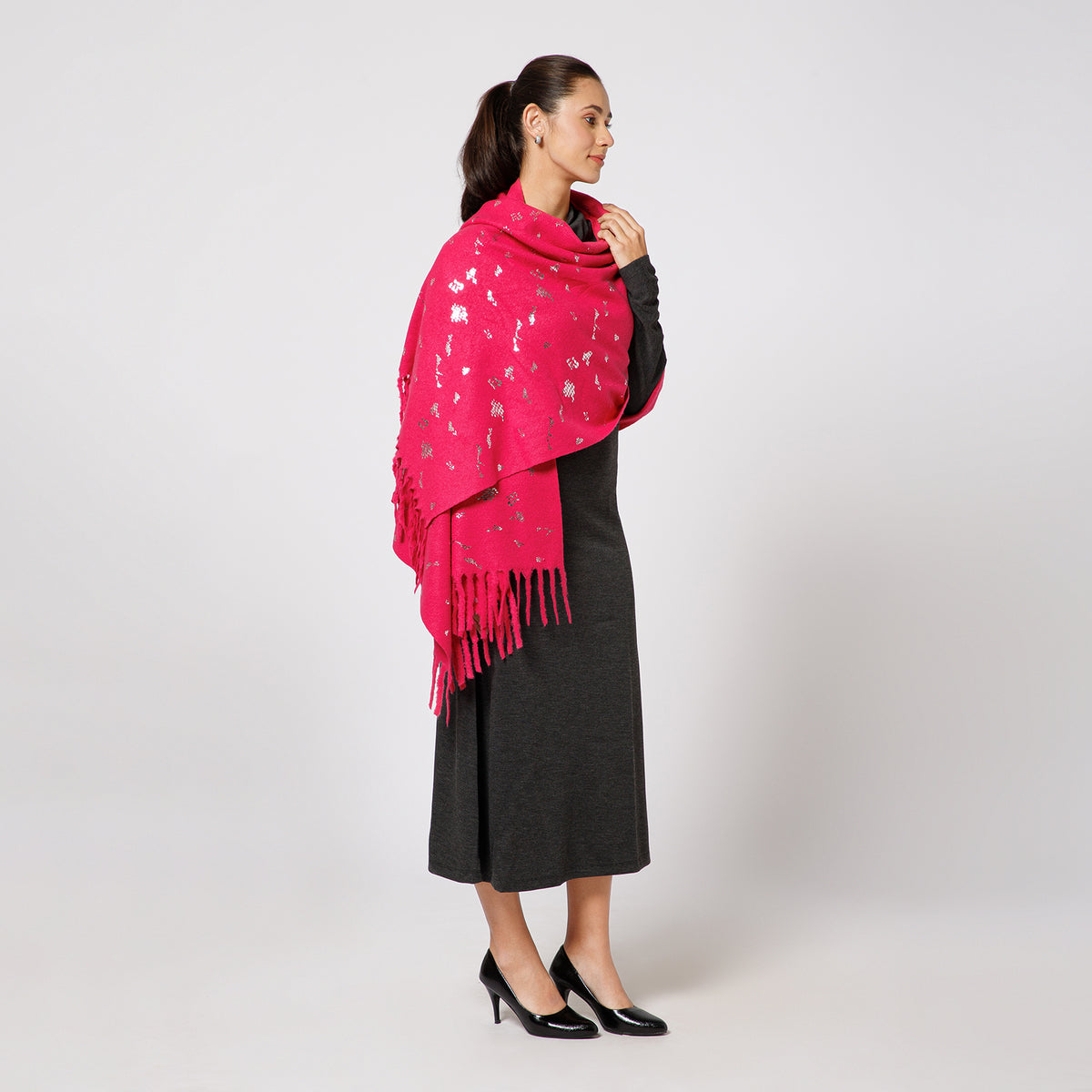Pink Stole With Foil Print