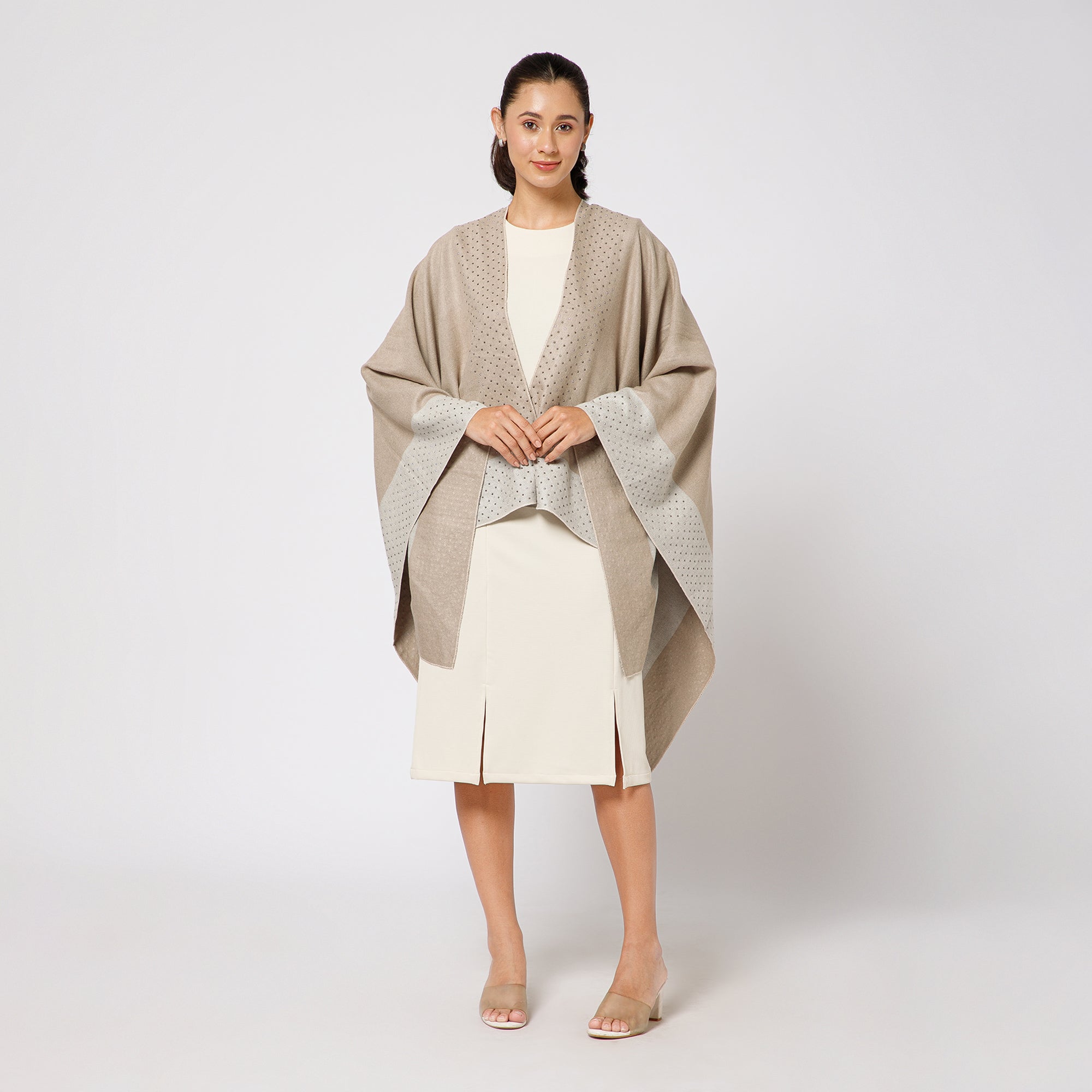Stylish Beige Cape for Women-1