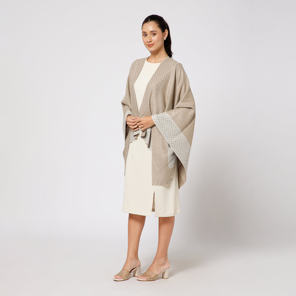 Stylish Beige Cape for Women-2
