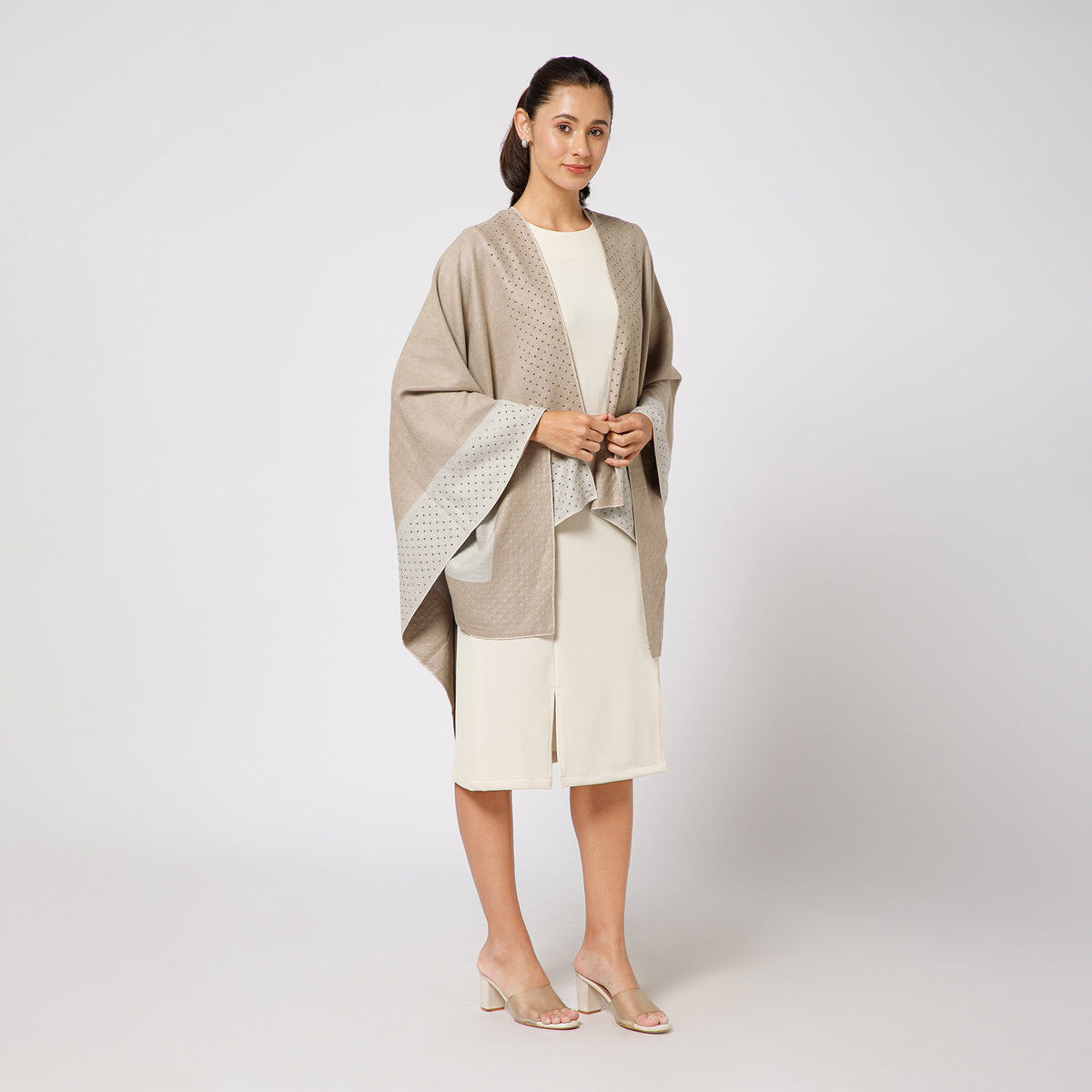 Stylish Beige Cape for Women-3