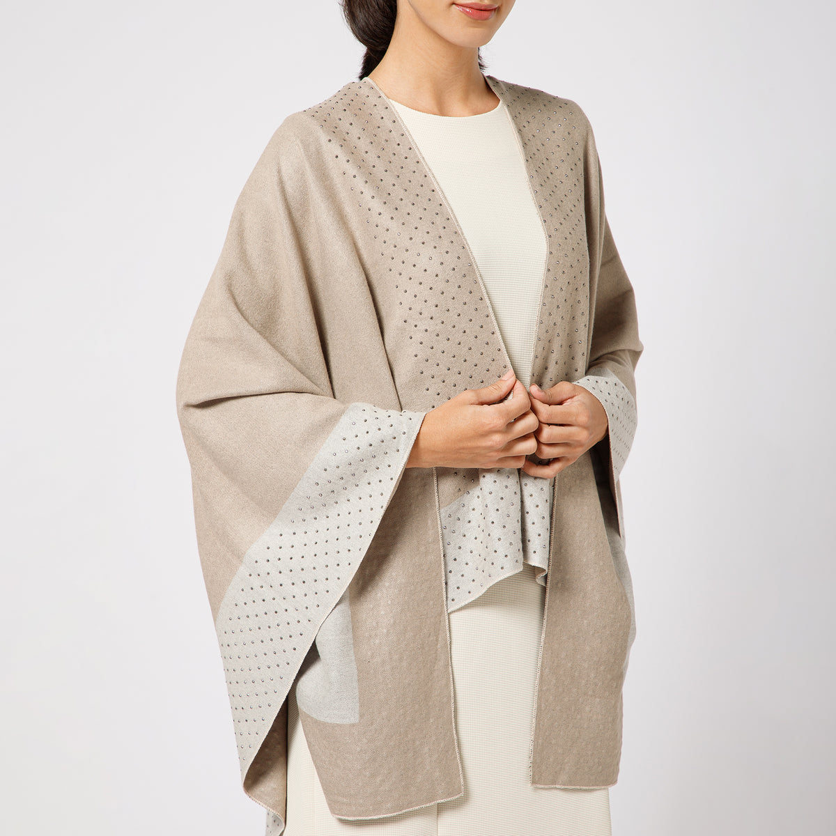 Stylish Beige Cape for Women-4