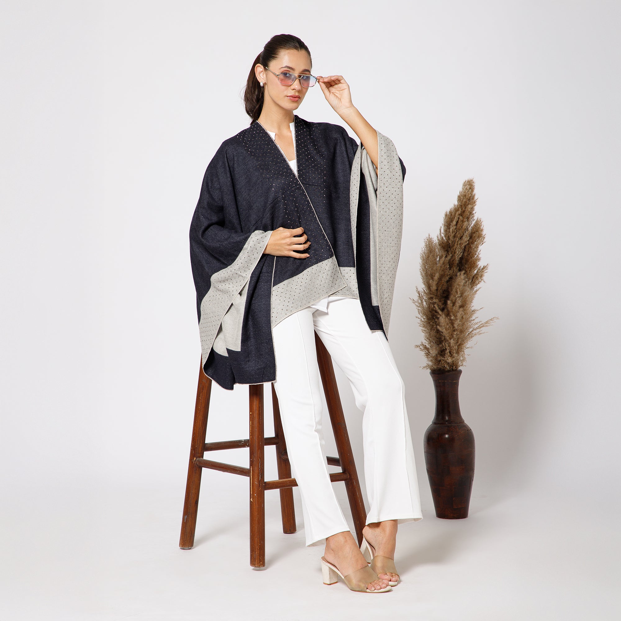 Buy Navy Blue Cape for Women-2