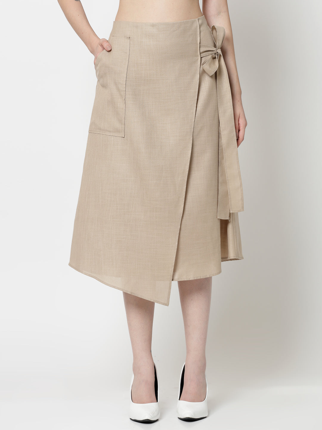 Light Beige Linen Skirt With Pocket,frocks for women	
indian designer skirts?