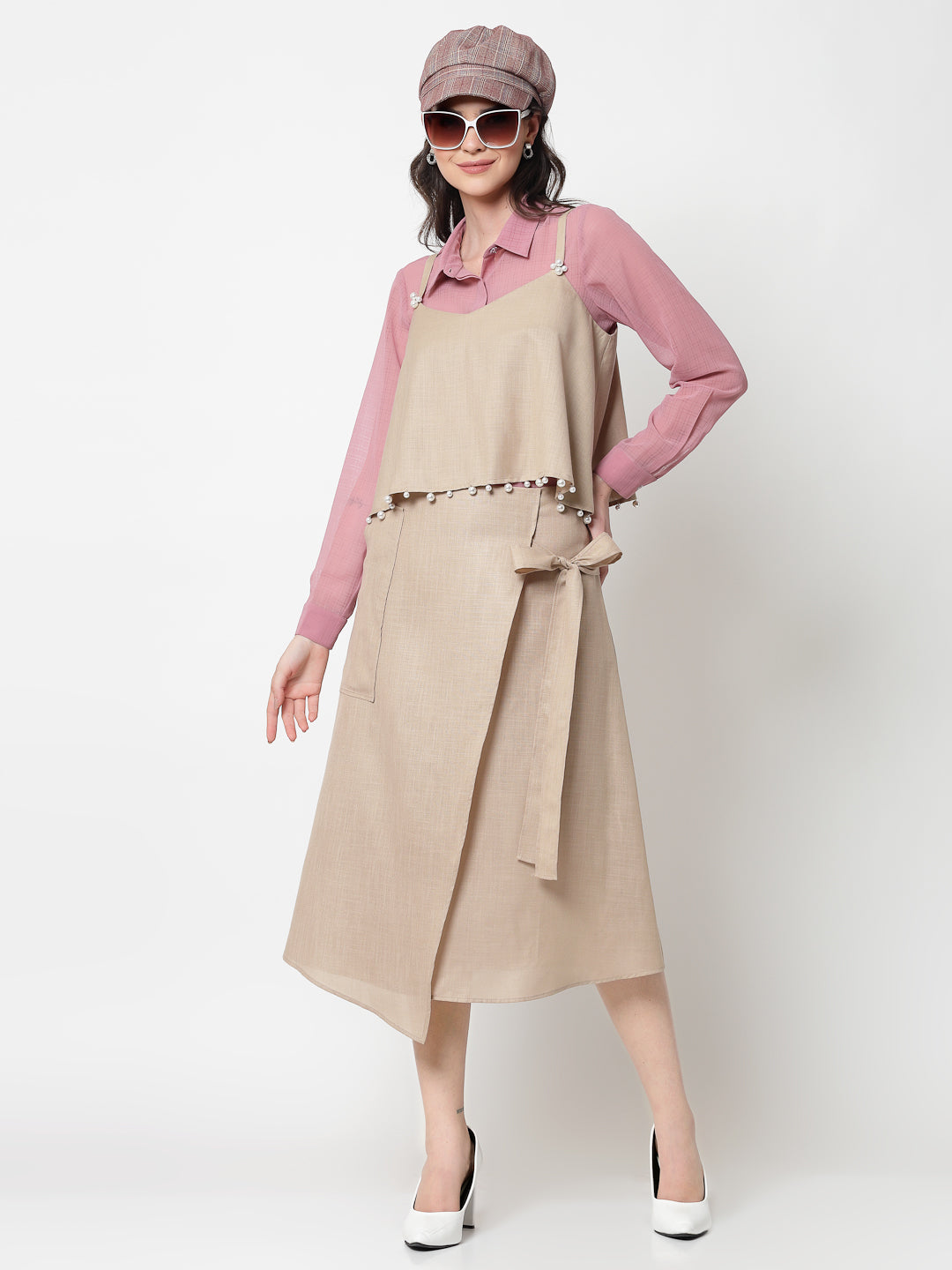 Light Beige Linen Skirt With Pocket,frocks for women	
indian designer skirts​	