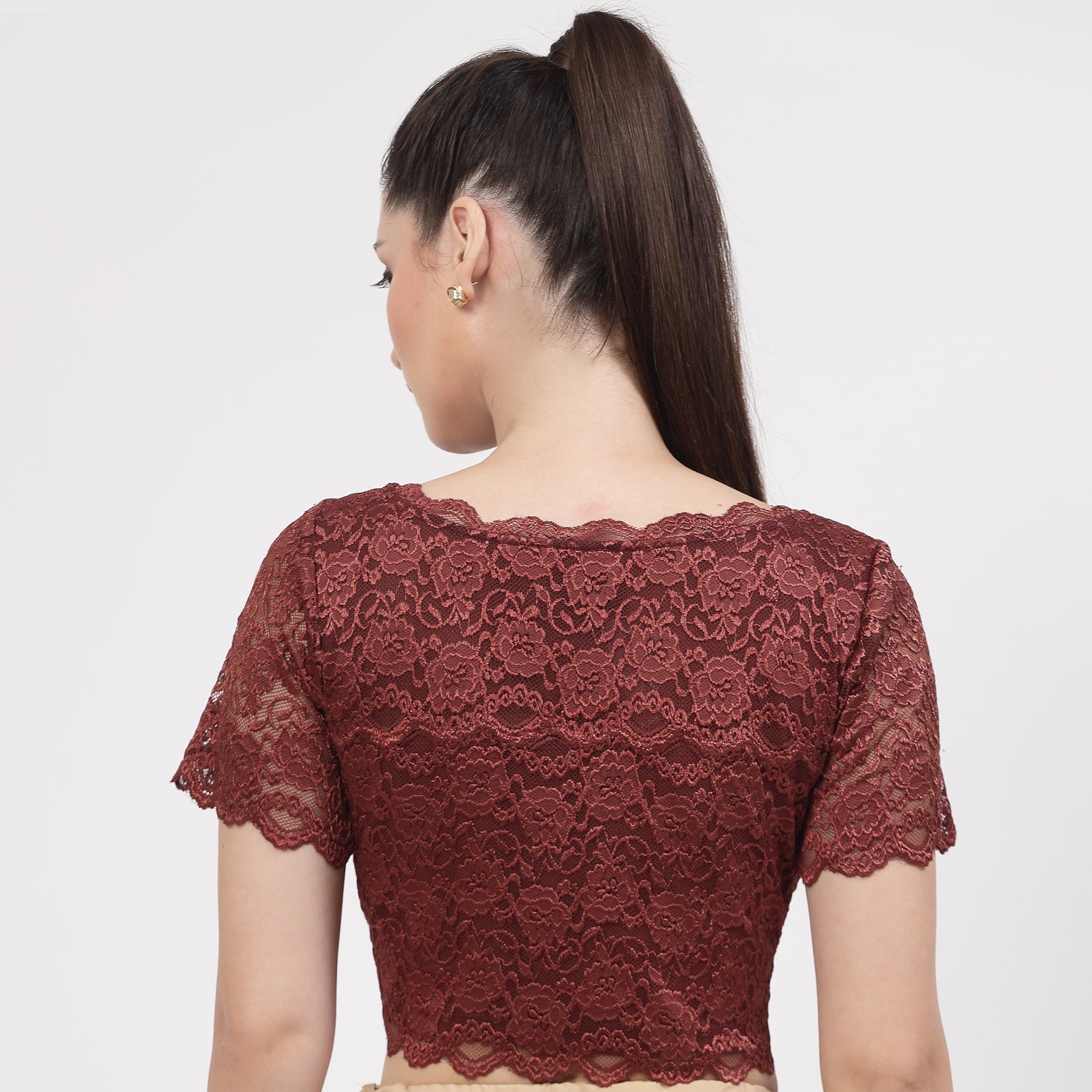 Maroon Lace Blouse, Stylish Blouses for Sarees, Perfect for Office Wear