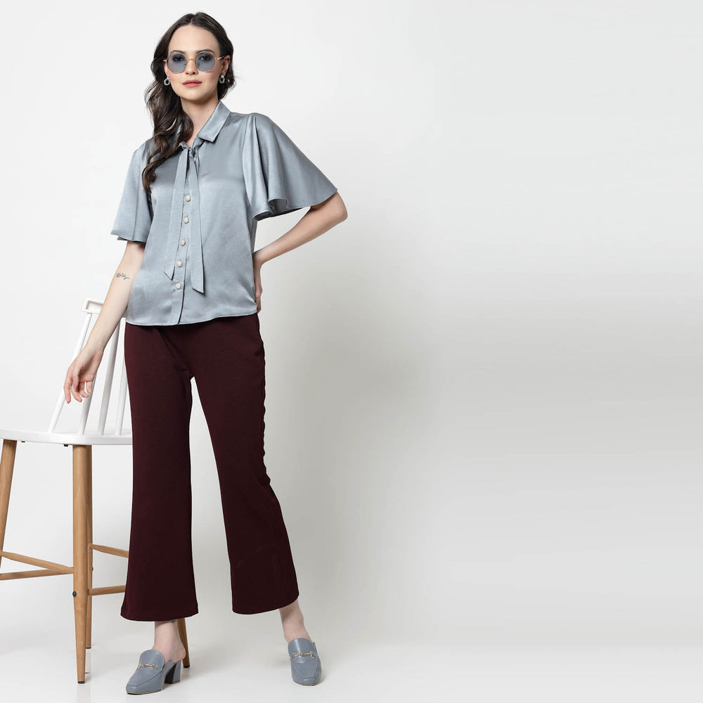 Maroon Lycra Bell Bottom Pant for Women – Retro Chic & Comfy