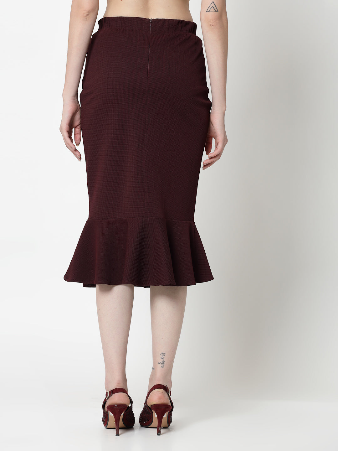 Maroon Lycra Fish Cut Skirt,frocks for women	
indian designer skirts?
