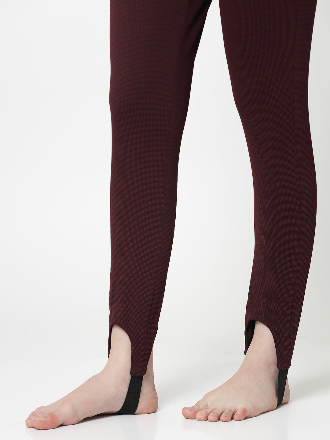Maroon Lycra Pant With Foot Straps, formal pants	
loose pants for women