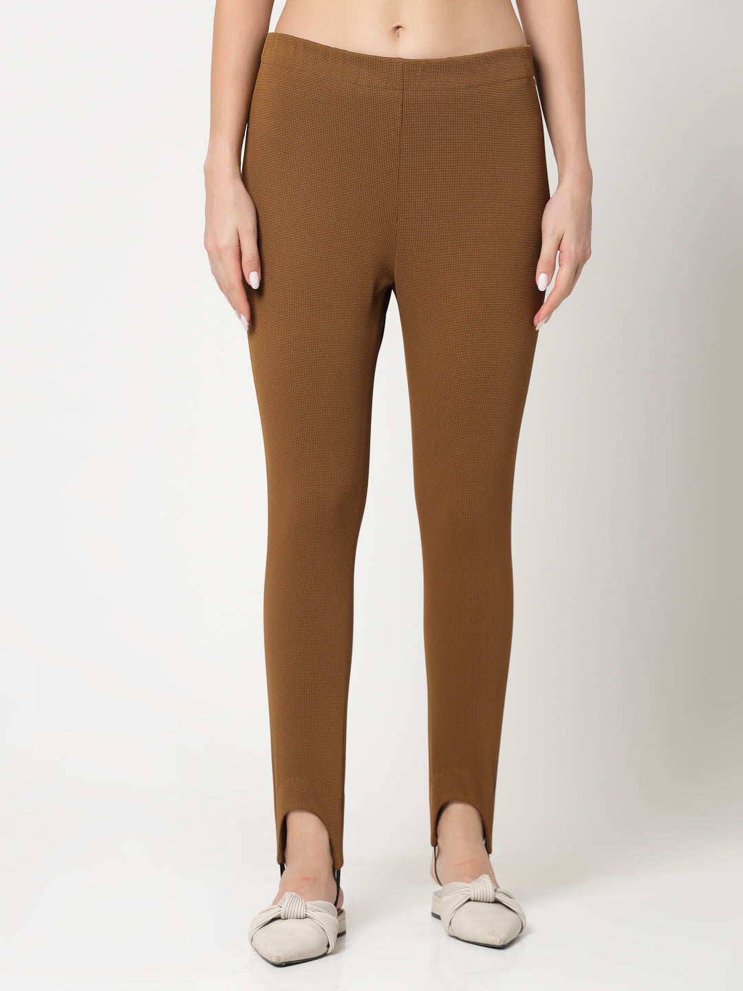 Mustard Lycra Pant With Foot Straps,formal pants	
loose pants for women
