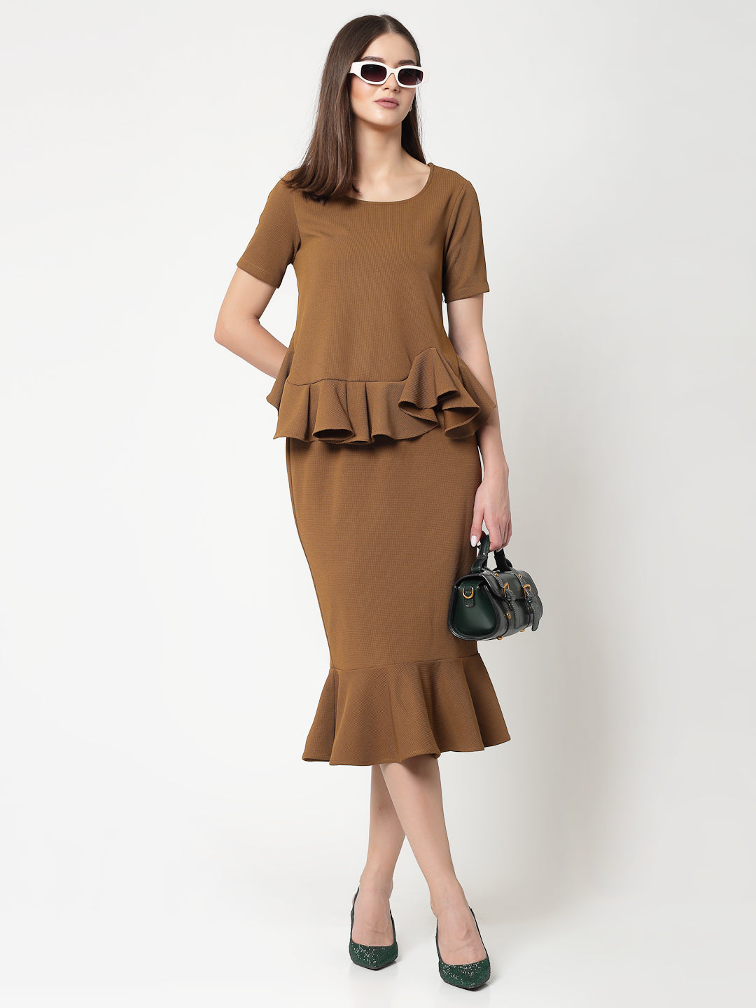 Mustard Lycra Peplum Top, formal tops for women	
tops for women stylish	
office dress for women	
stylish tops for women