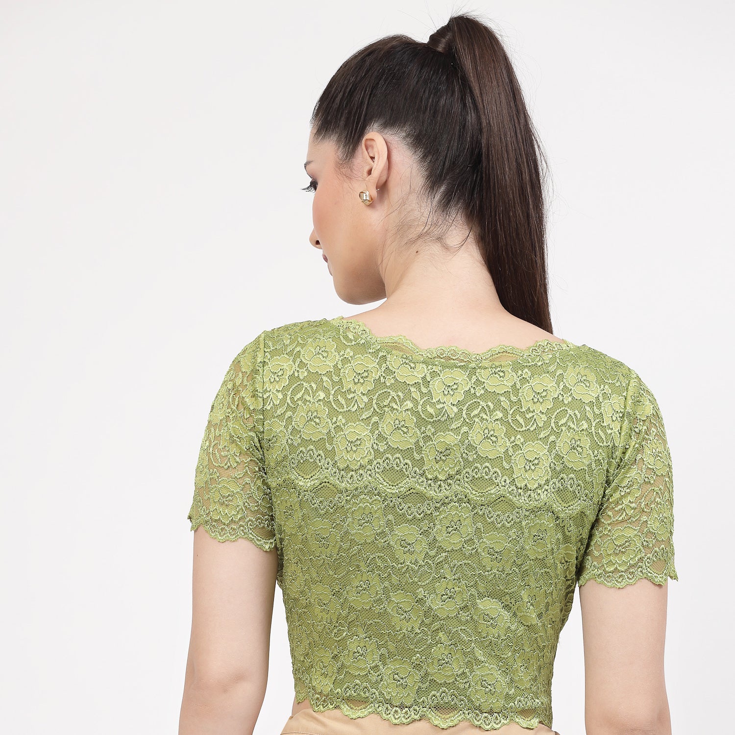 Neon Green Lace Blouse, Stylish Blouses for Sarees, Perfect for Office Wear