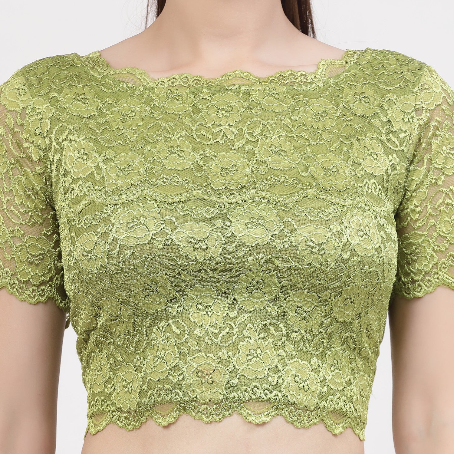 Neon Green Lace Blouse, Stylish Blouses for Sarees, Perfect for Office Wear