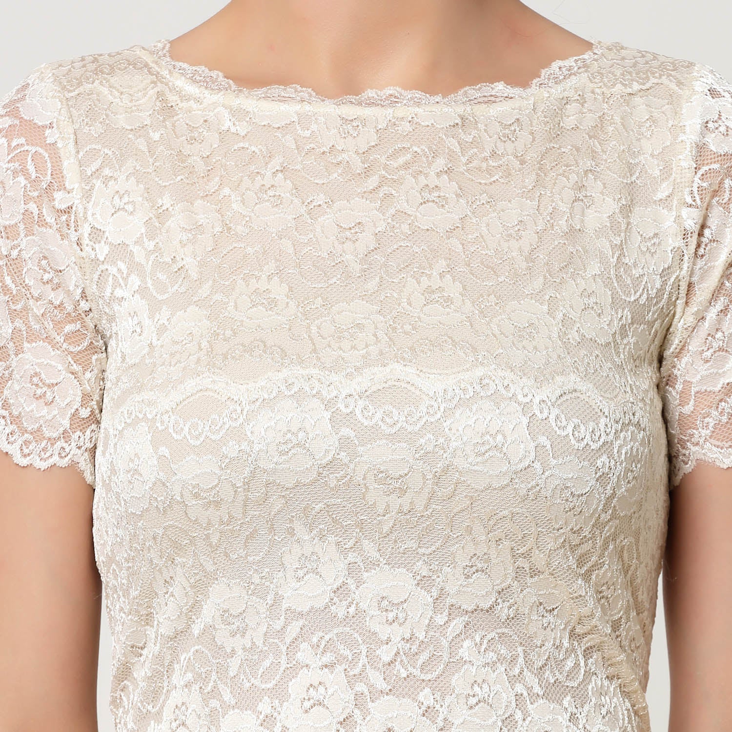 Off White Lace Boat Neck Blouse, Stylish Blouses for Sarees—Perfect for Office Wear