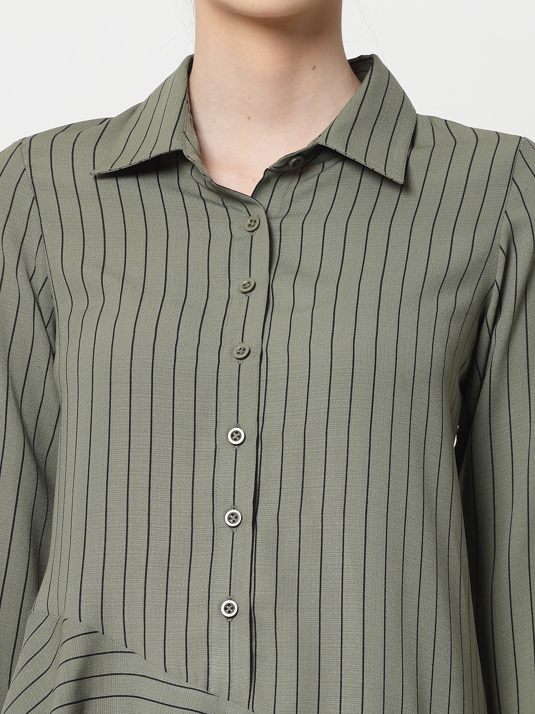 Olive Line Asymmetrical Shirt,womens formal shirts	
cotton shirts for women	
Ofiice shirts for women