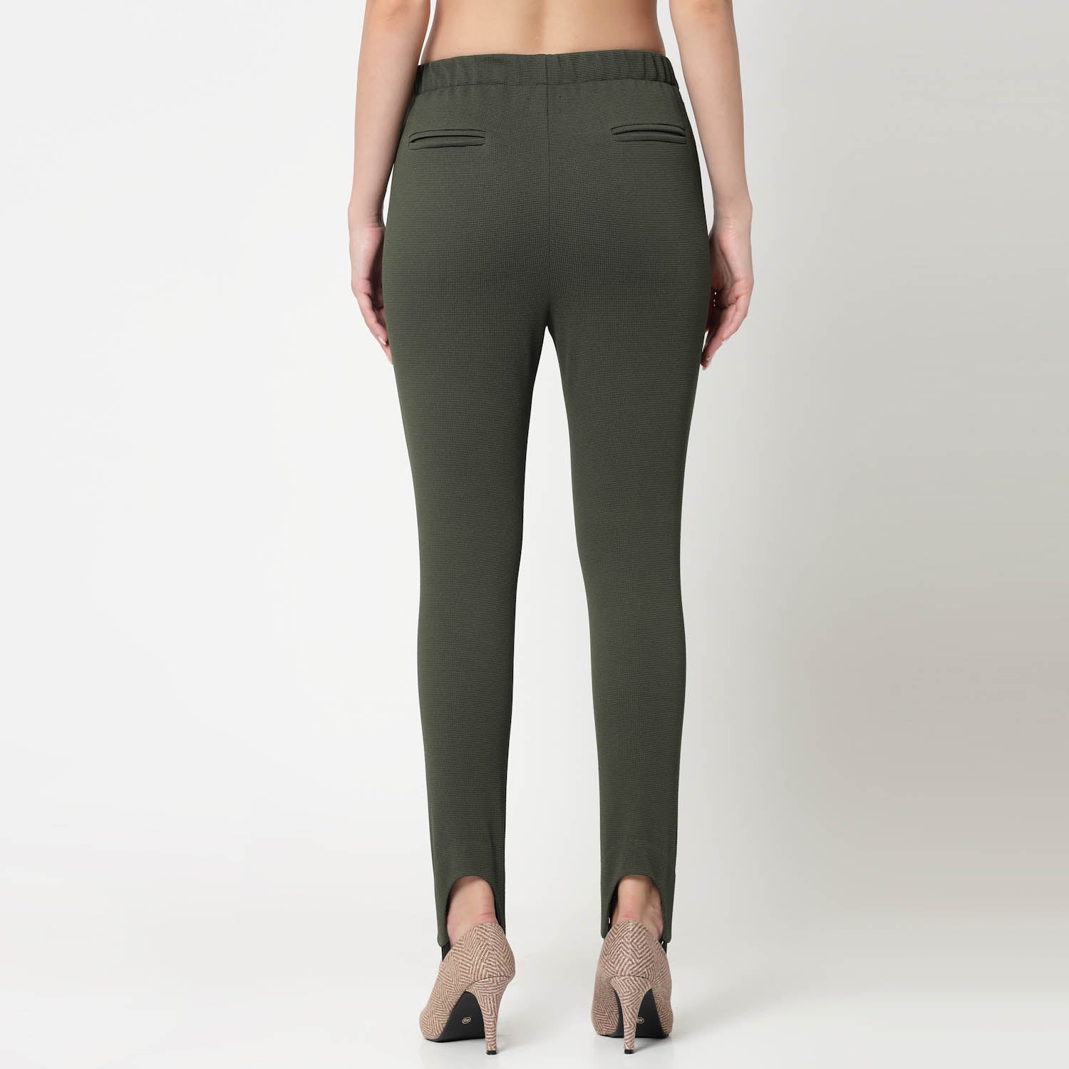 Olive Lycra Pant With Foot Straps, formal pants	
loose pants for women