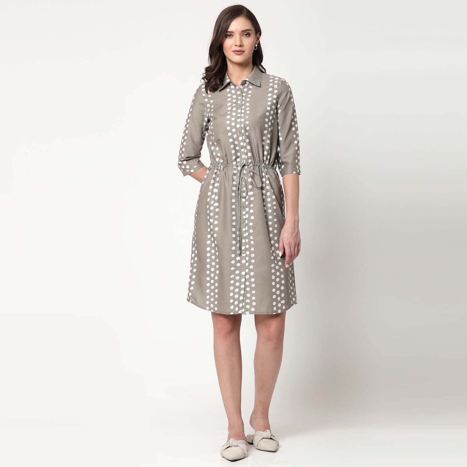 Olive Tunic With Draw Strings,Chic Tunics for Office Wear - Modern Elegance Redefined