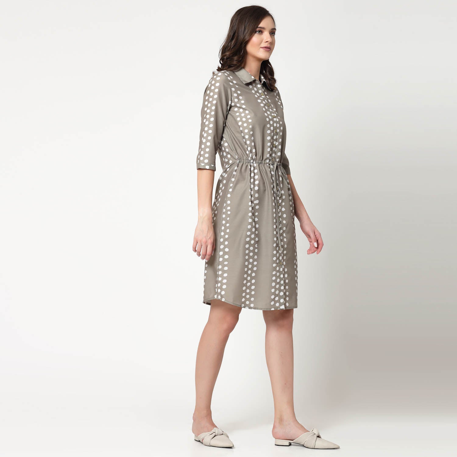 Olive Tunic With Draw Strings,Chic Tunics for Office Wear - Modern Elegance Redefined