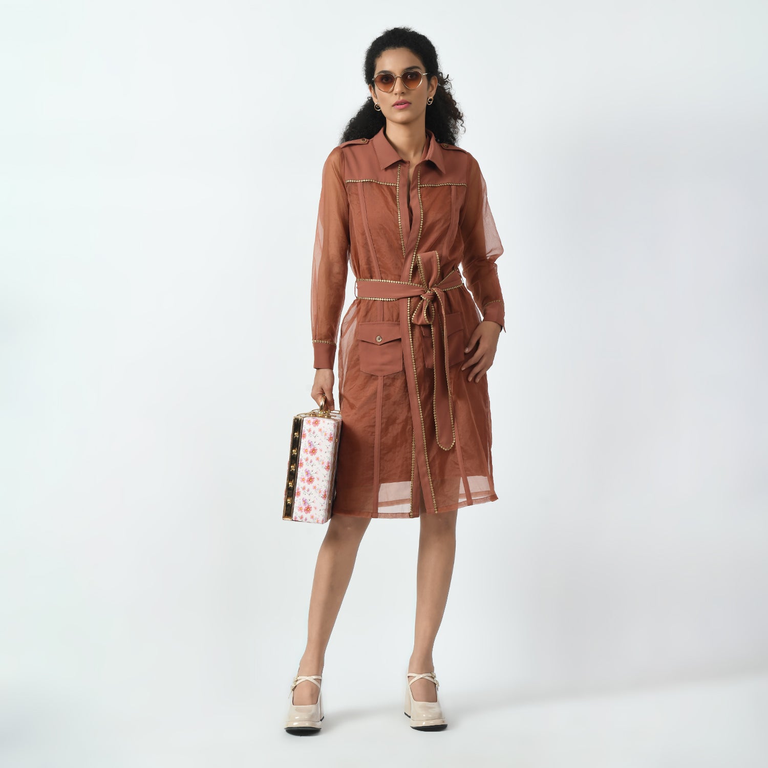 Peach Organza Long Jacket L