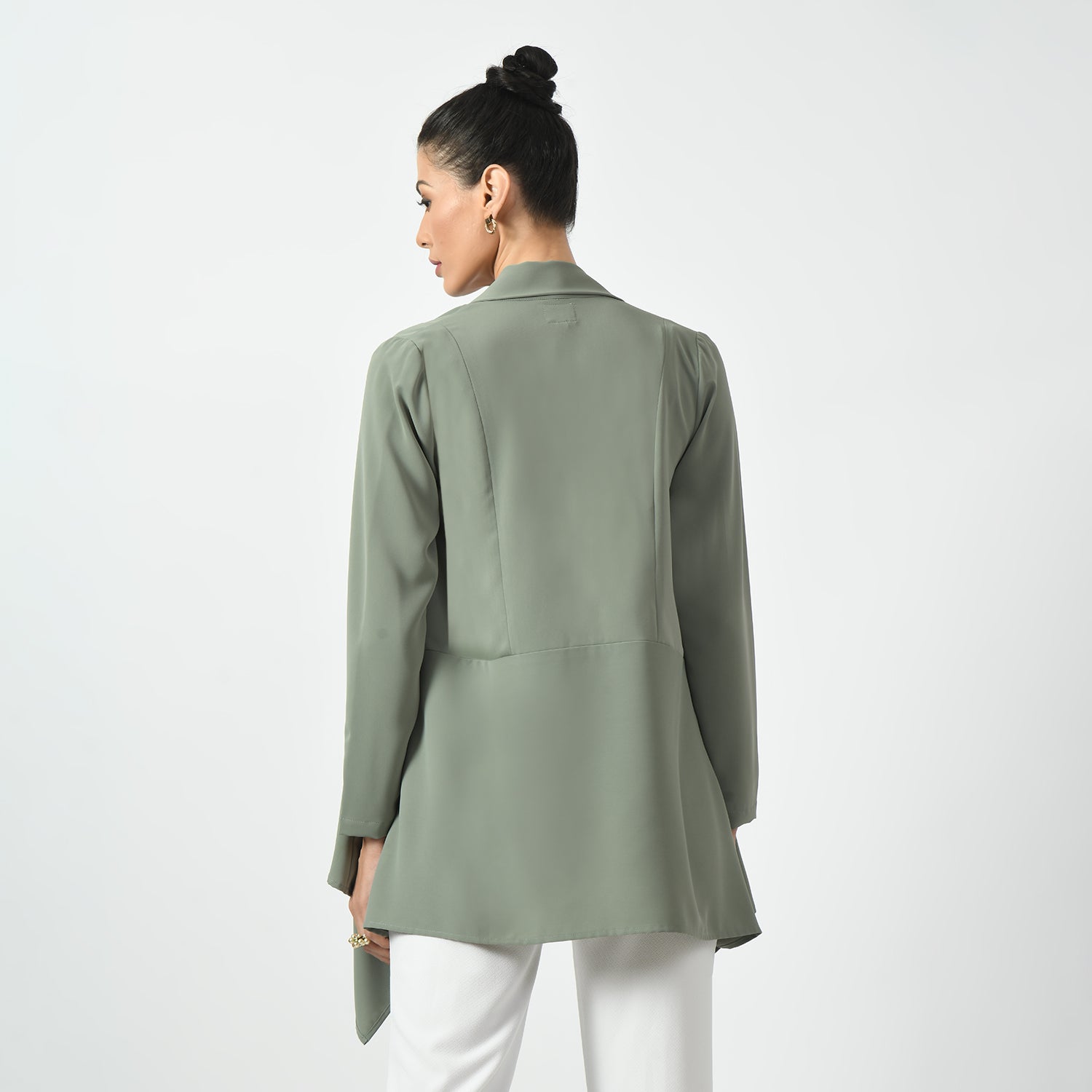 Dusty Green Asymmetrical Jacket