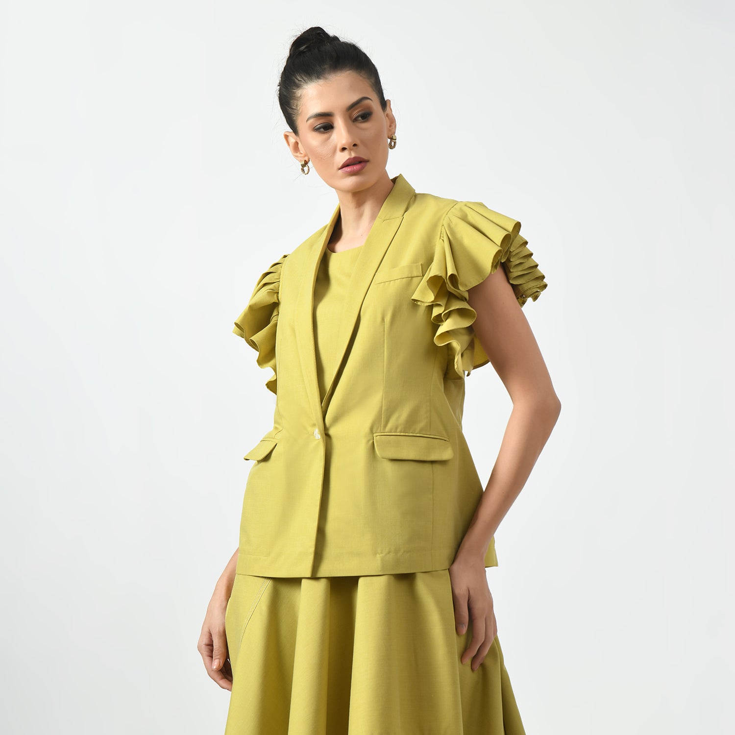 Mustard Jacket With Frill Sleeves