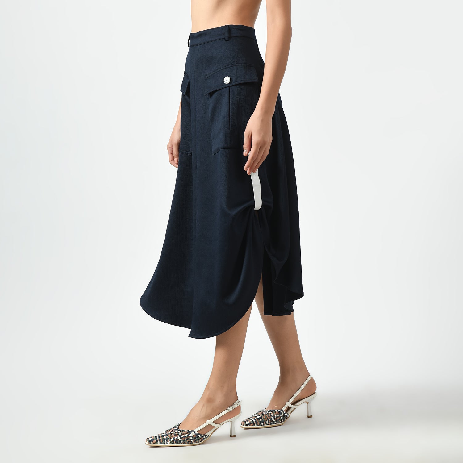 Navy Blue Skirt With Pocket