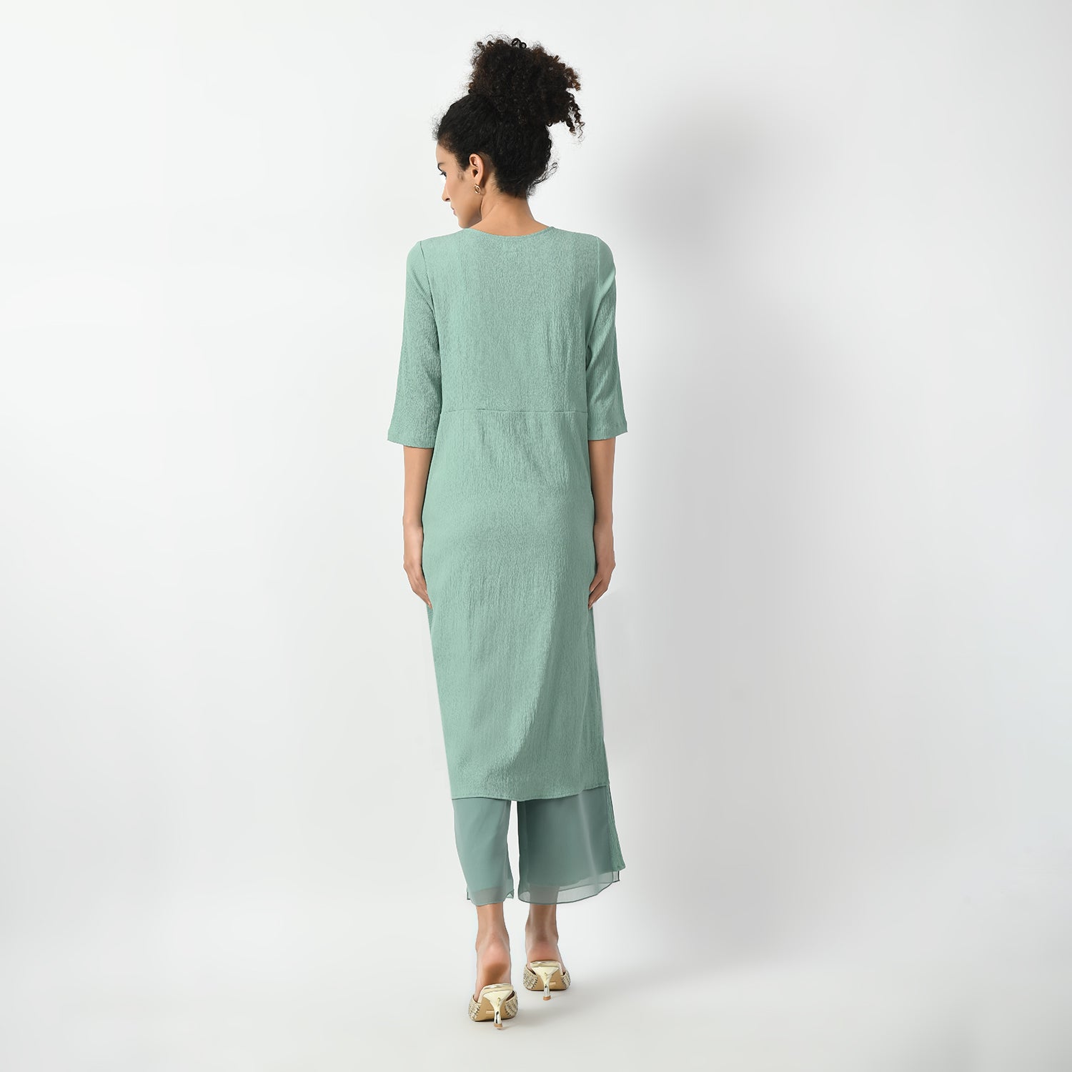 Light Green Texture Drape Dress