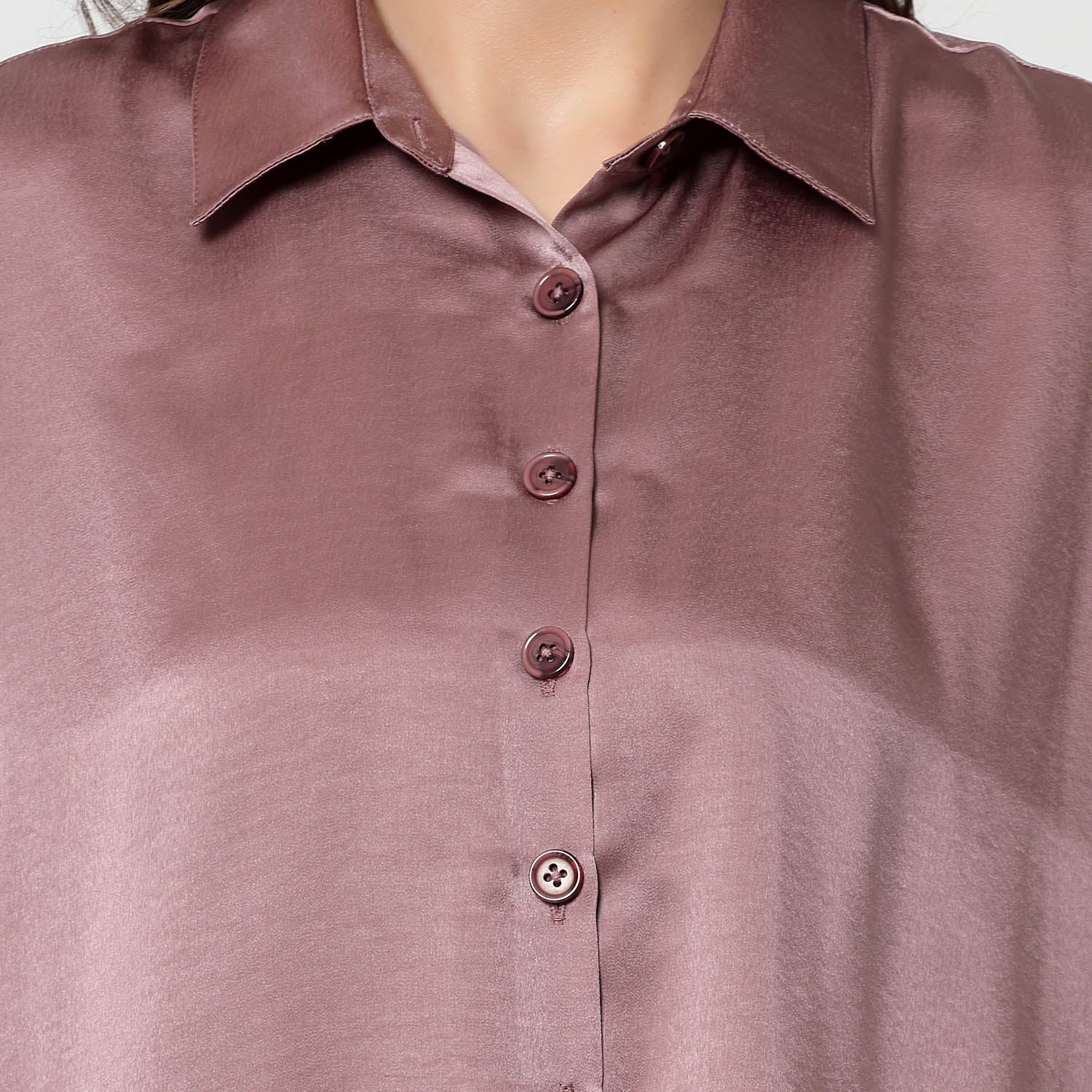 Pink Satin Oversize Long Shirt