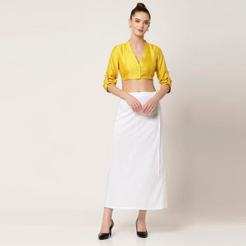 Yellow Silk Blouse With Turn Up Sleeves