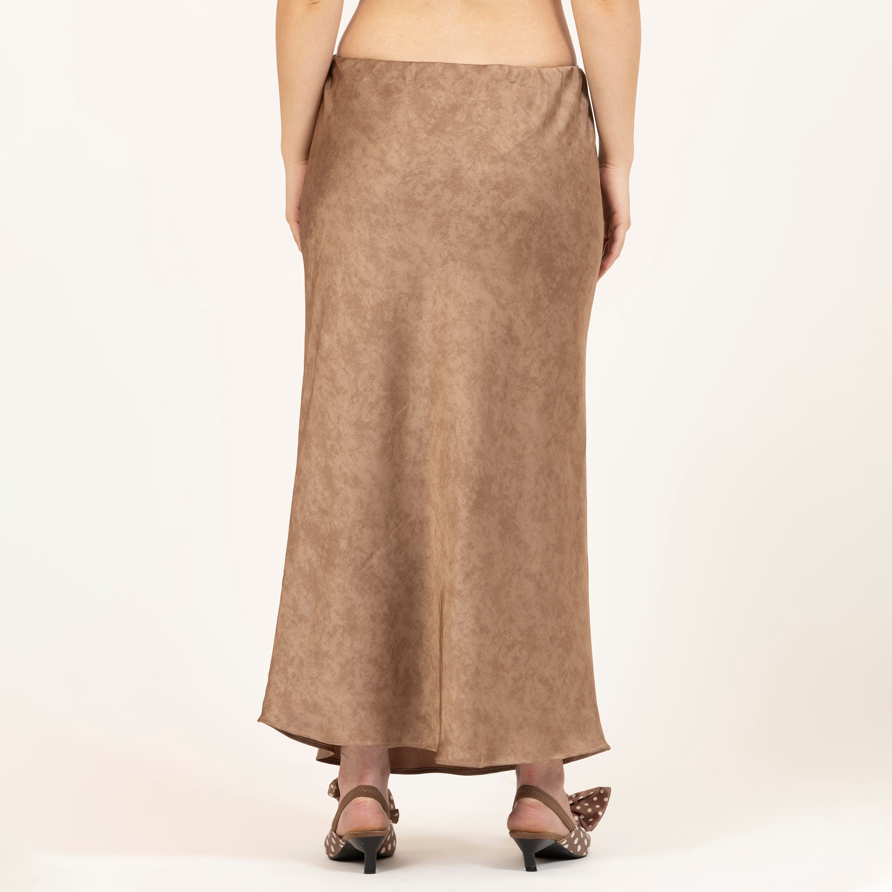 Brown Green Bias Satin Skirt