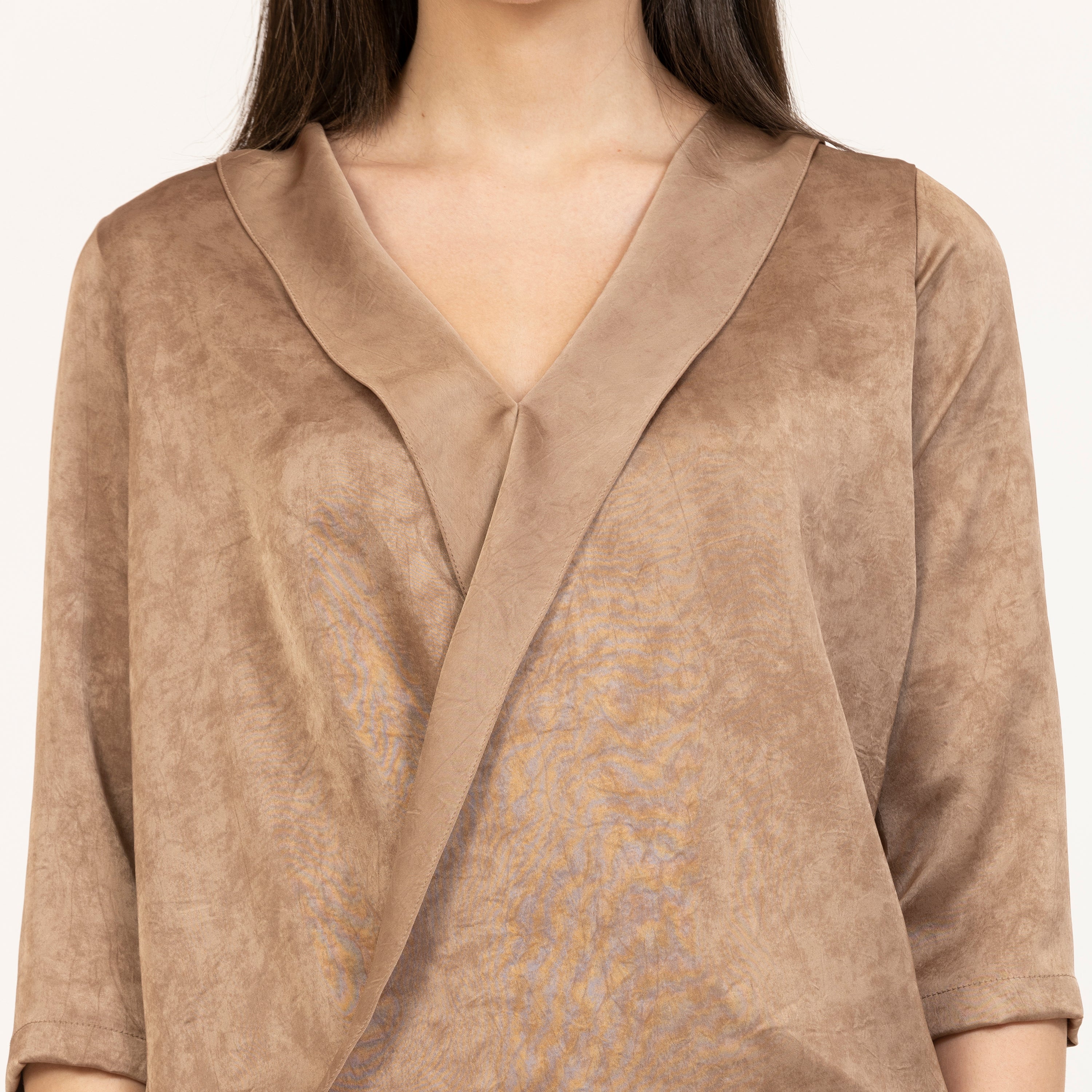 Brown Satin Wrap Top