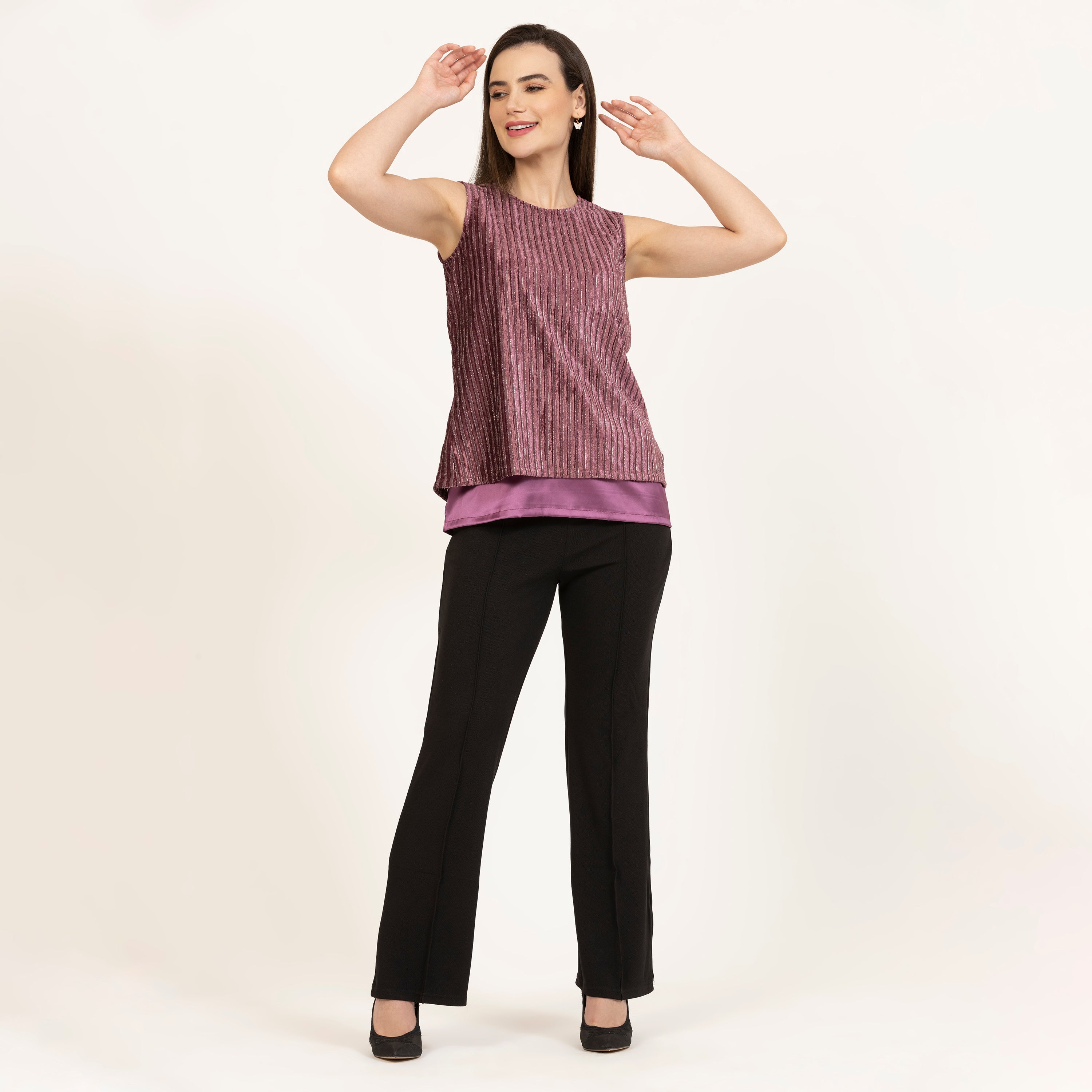 Purple Double Layer Velvet Top