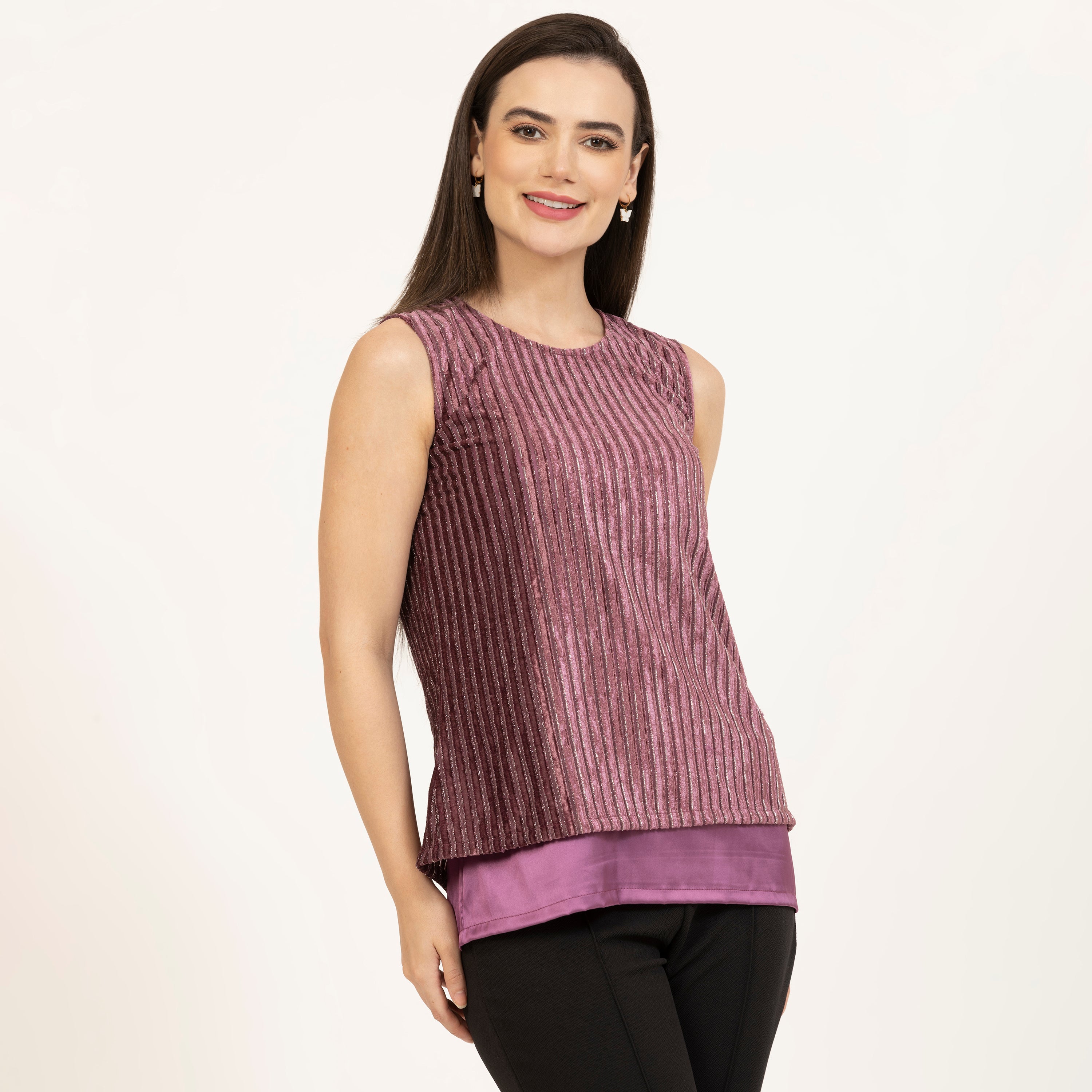 Purple Double Layer Velvet Top