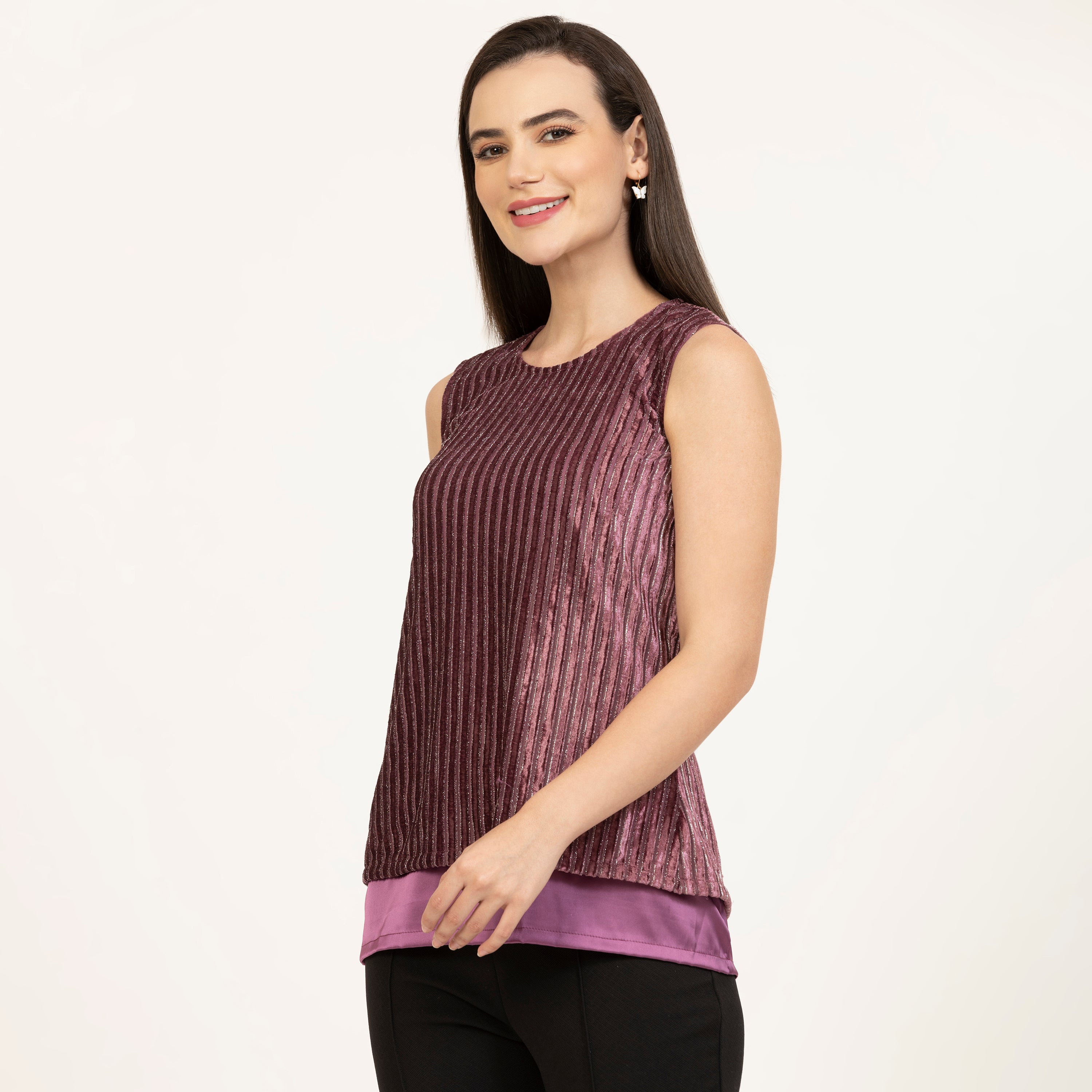 Purple Double Layer Velvet Top