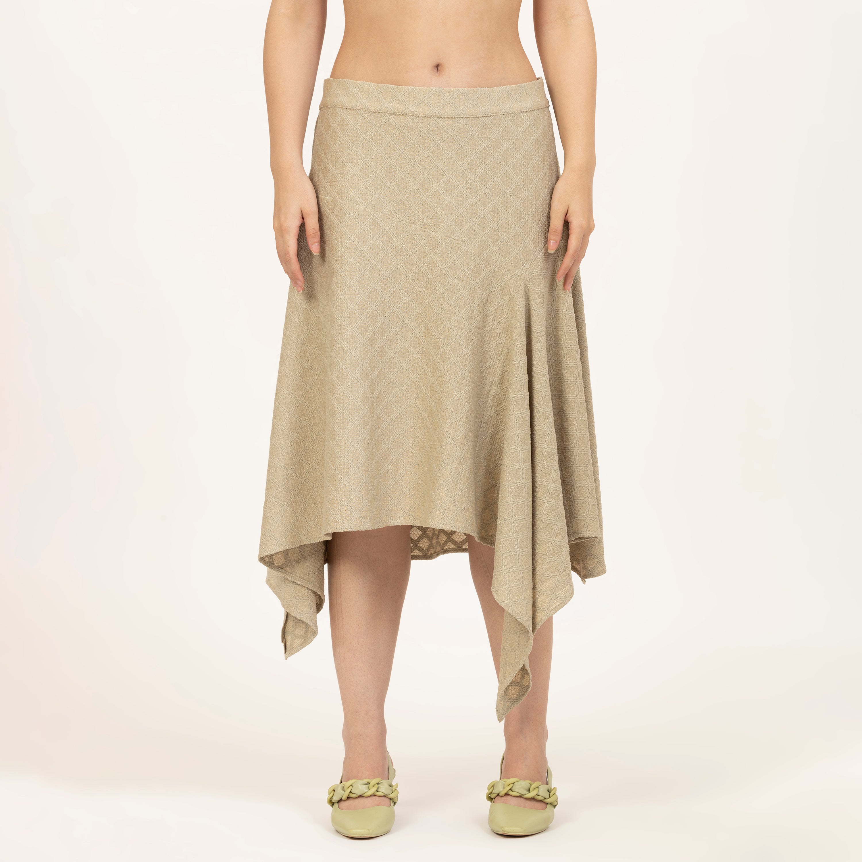 Beige Diamond Textured Skirt