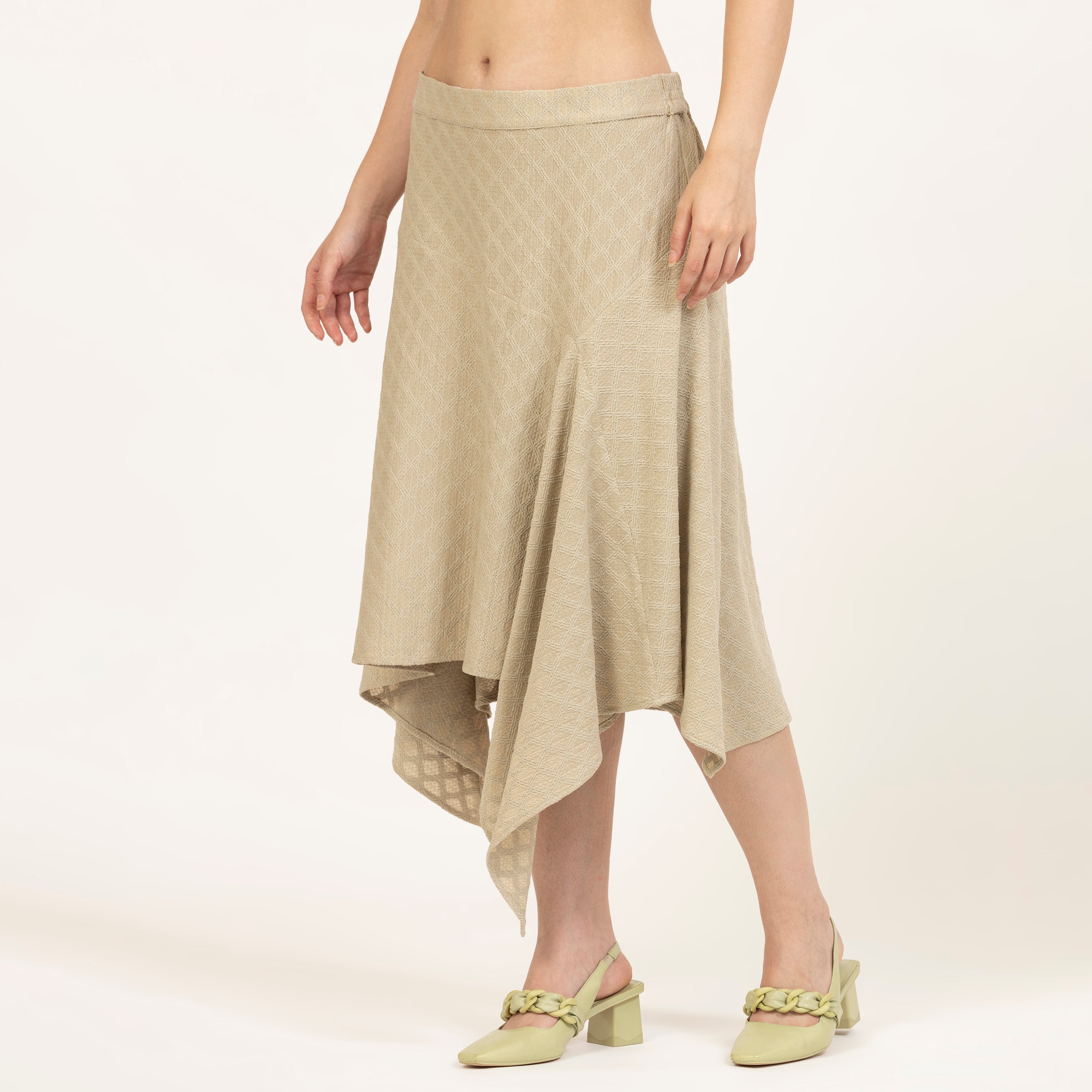 Beige Diamond Textured Skirt