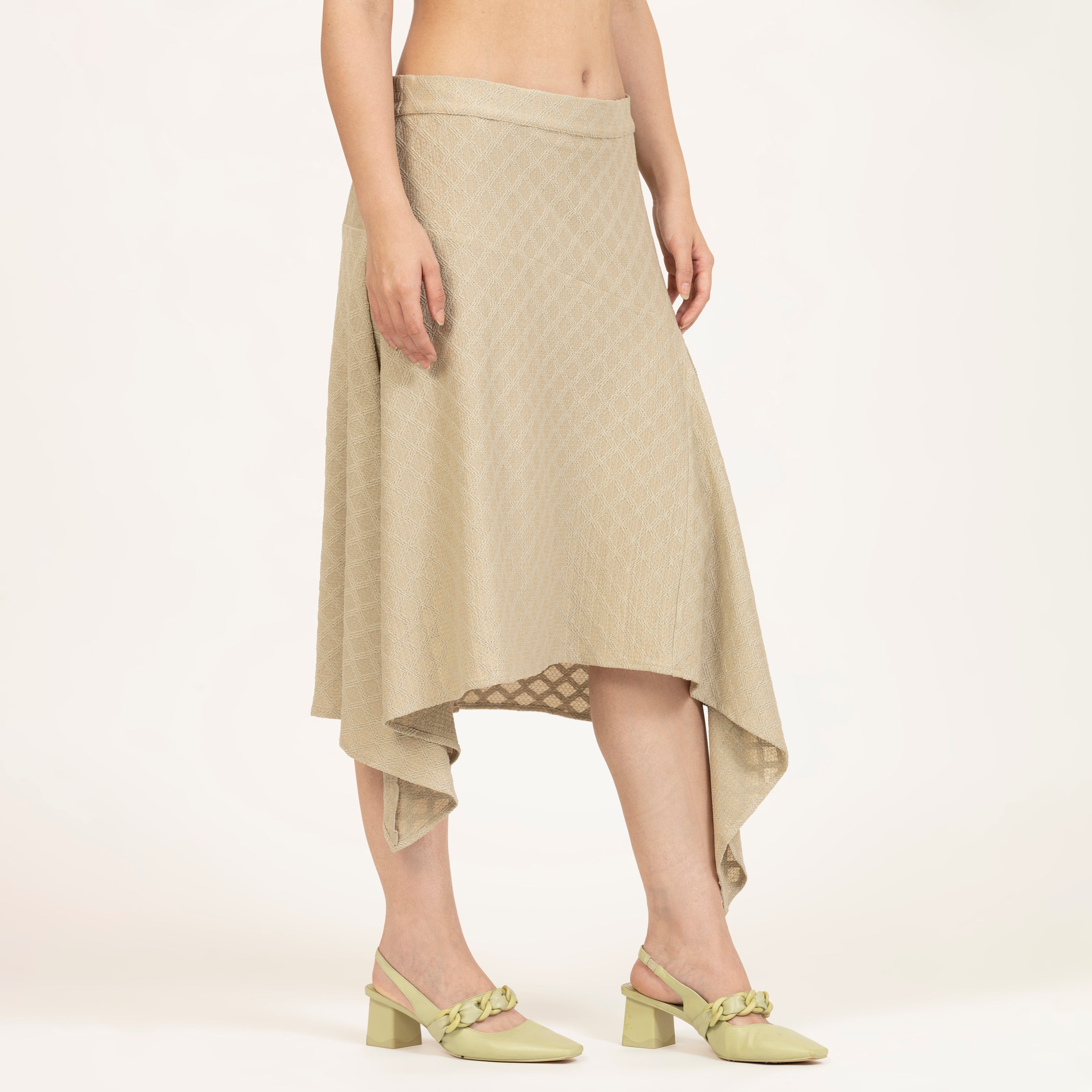 Beige Diamond Textured Skirt