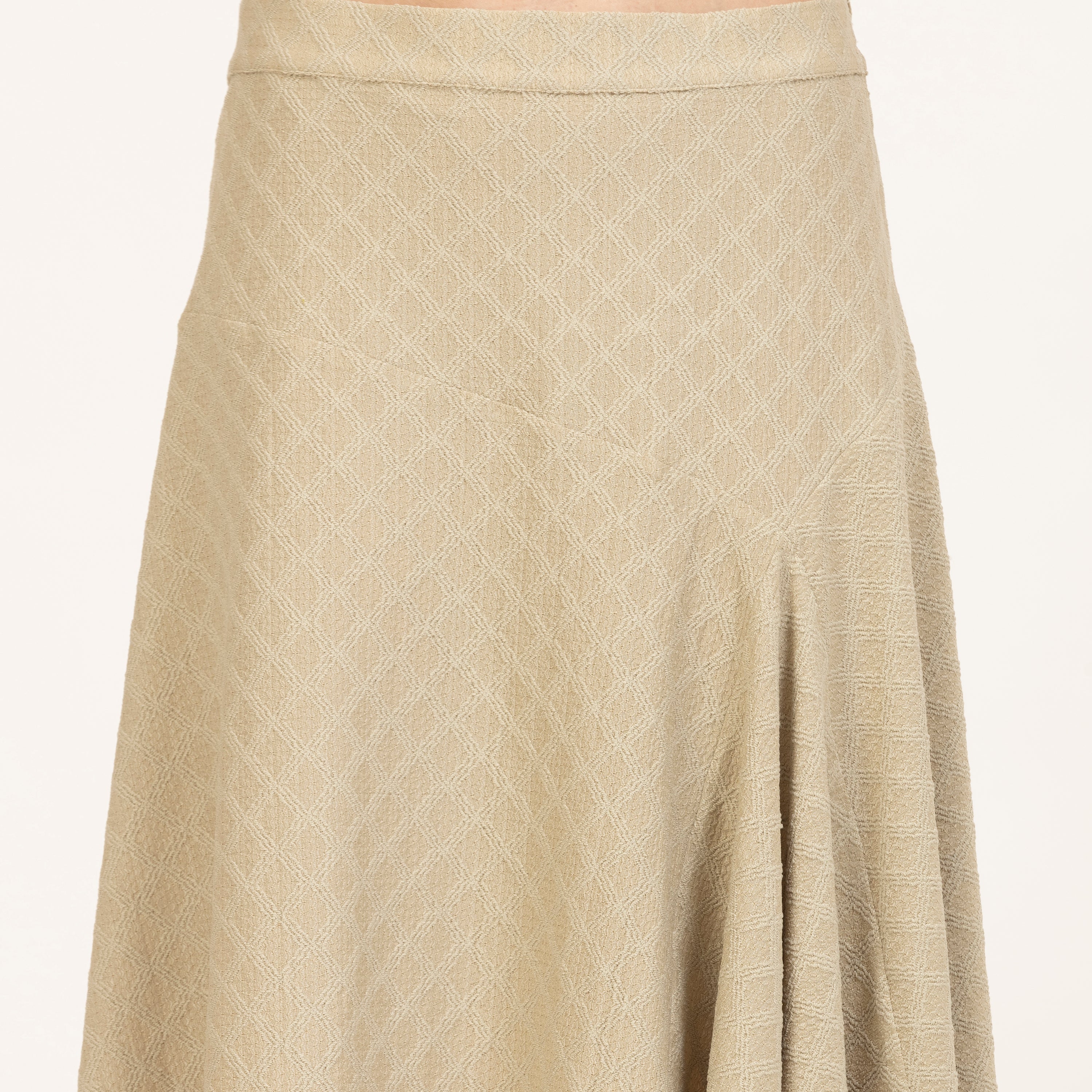 Beige Diamond Textured Skirt